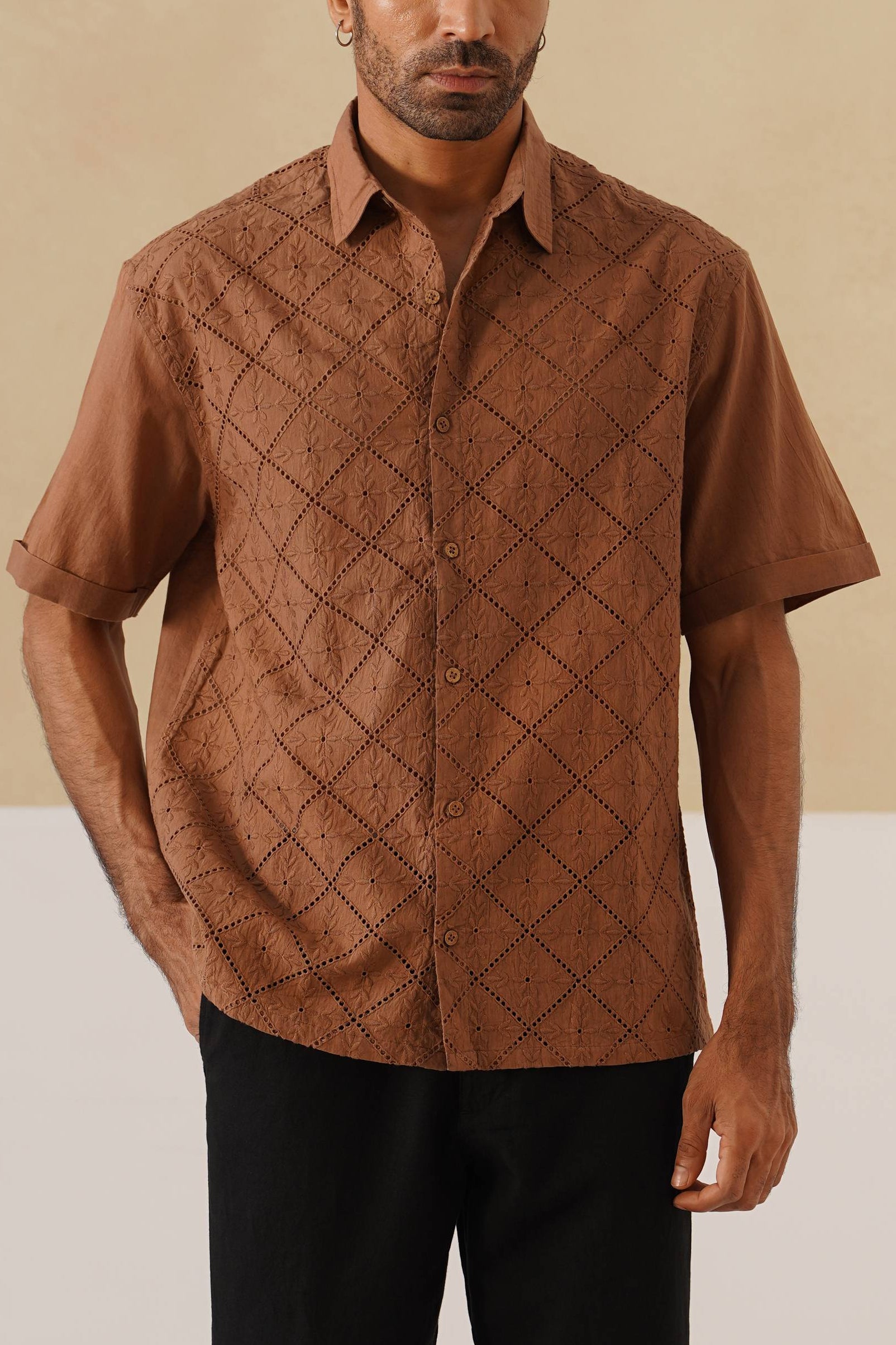 Diamond Daze 100 % Cotton Shirt (Chestnut Brown)
