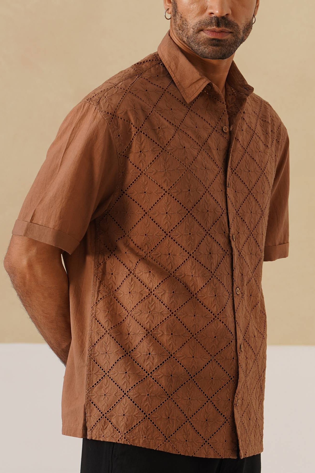 Diamond Daze 100 % Cotton Shirt (Chestnut Brown)