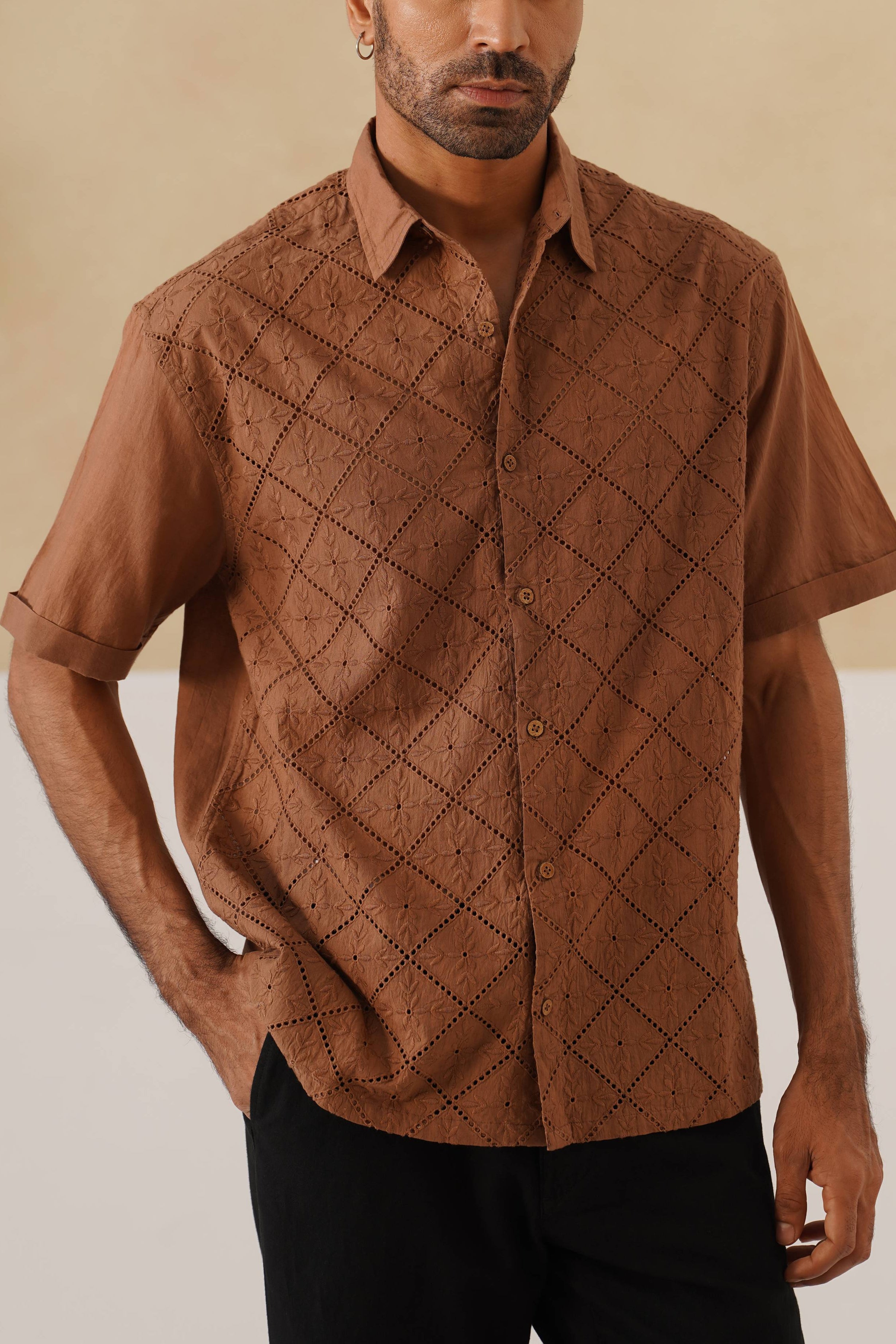 Diamond Daze 100 % Cotton Shirt (Chestnut Brown)