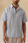 Step & Stripe 100 % Cotton Shirt (Sky Blue)
