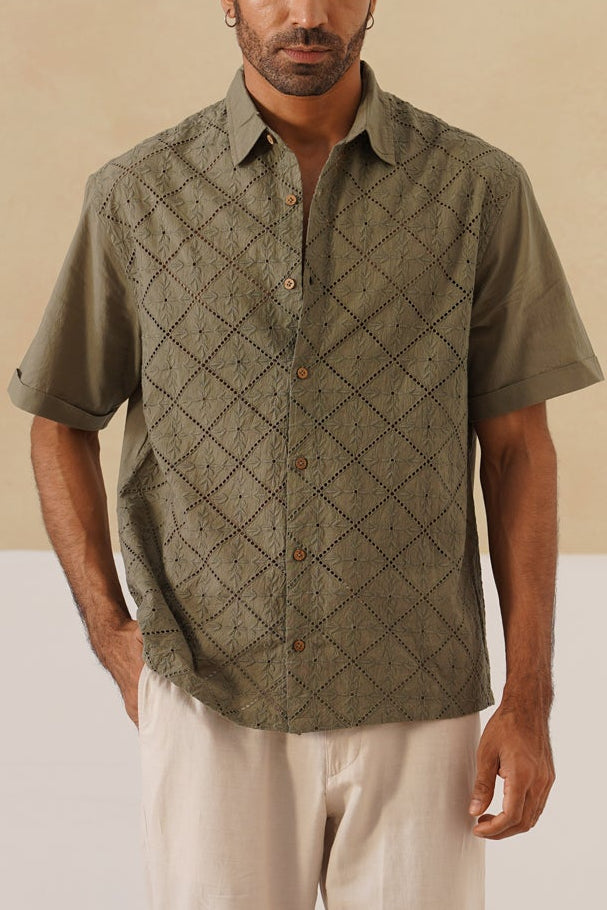 Diamond Daze 100 % Cotton Shirt (Chestnut Brown)