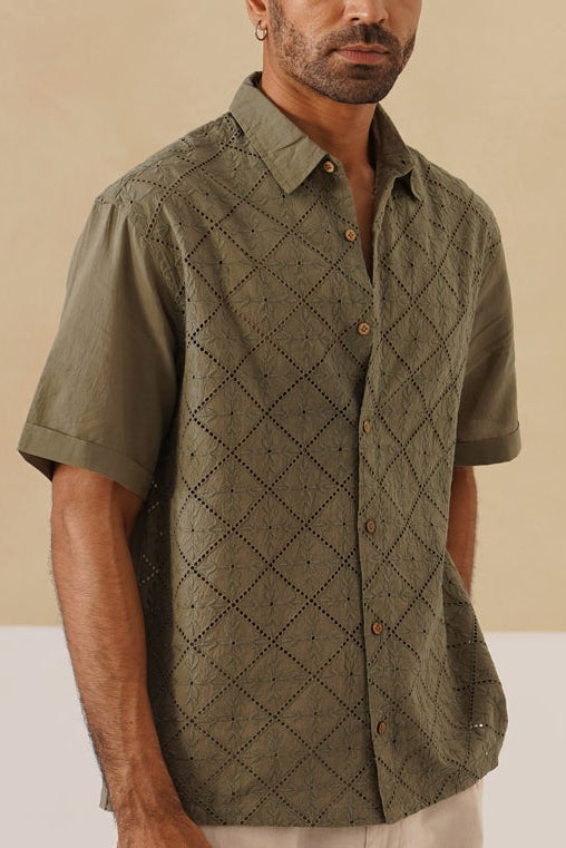 Diamond Daze 100 % Cotton Shirt (Chestnut Brown)