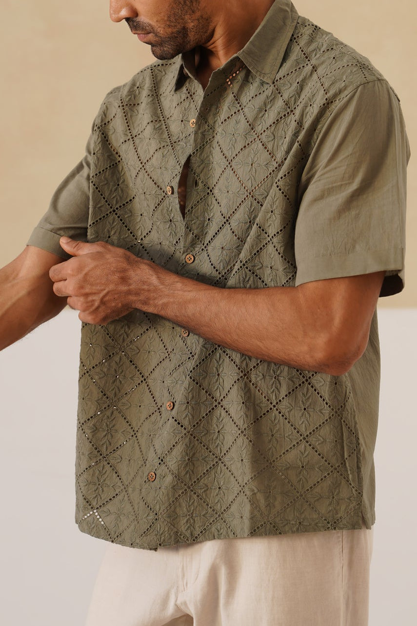 Diamond Daze 100 % Cotton Shirt (Chestnut Brown)