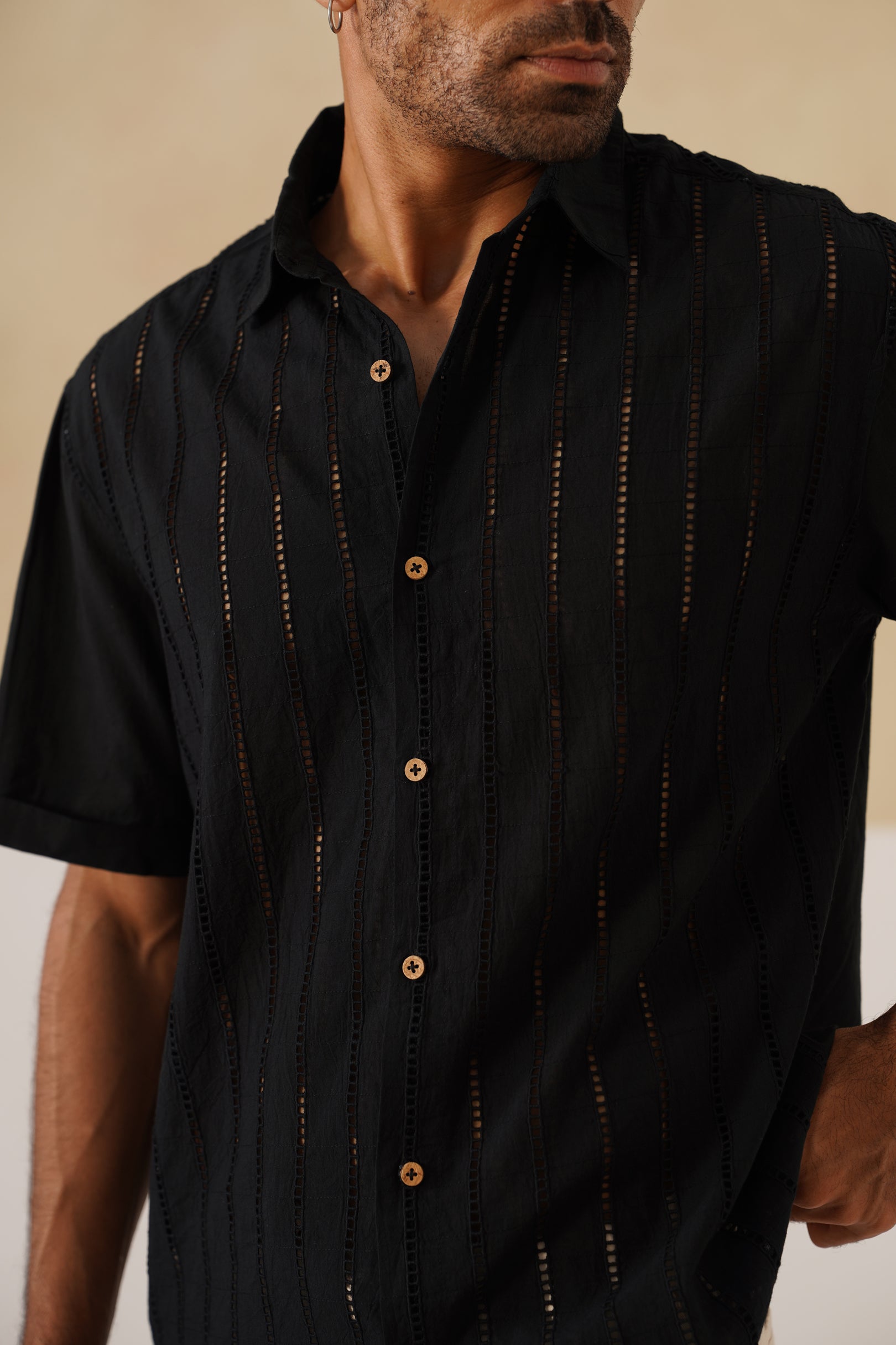 Step & Stripe 100 % Cotton Shirt (Midnight Black)