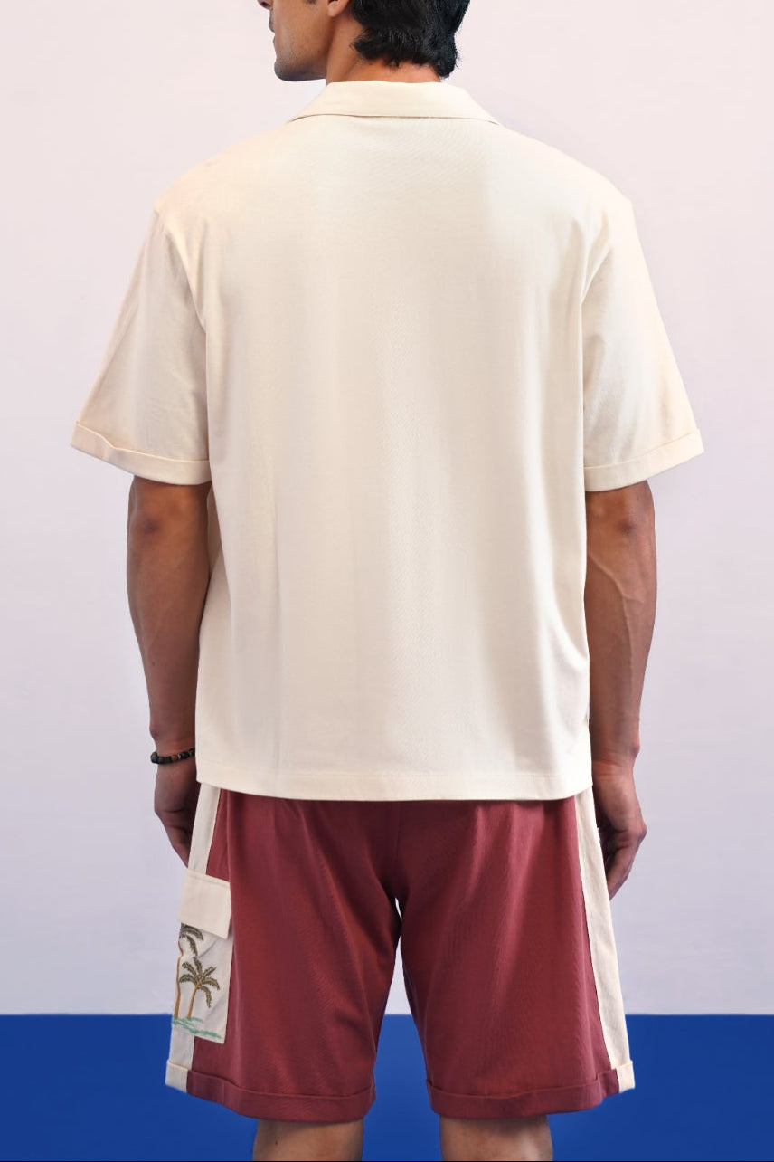 PALM GROVE COTTON KNIT SHIRT - CREAMY CLOUD