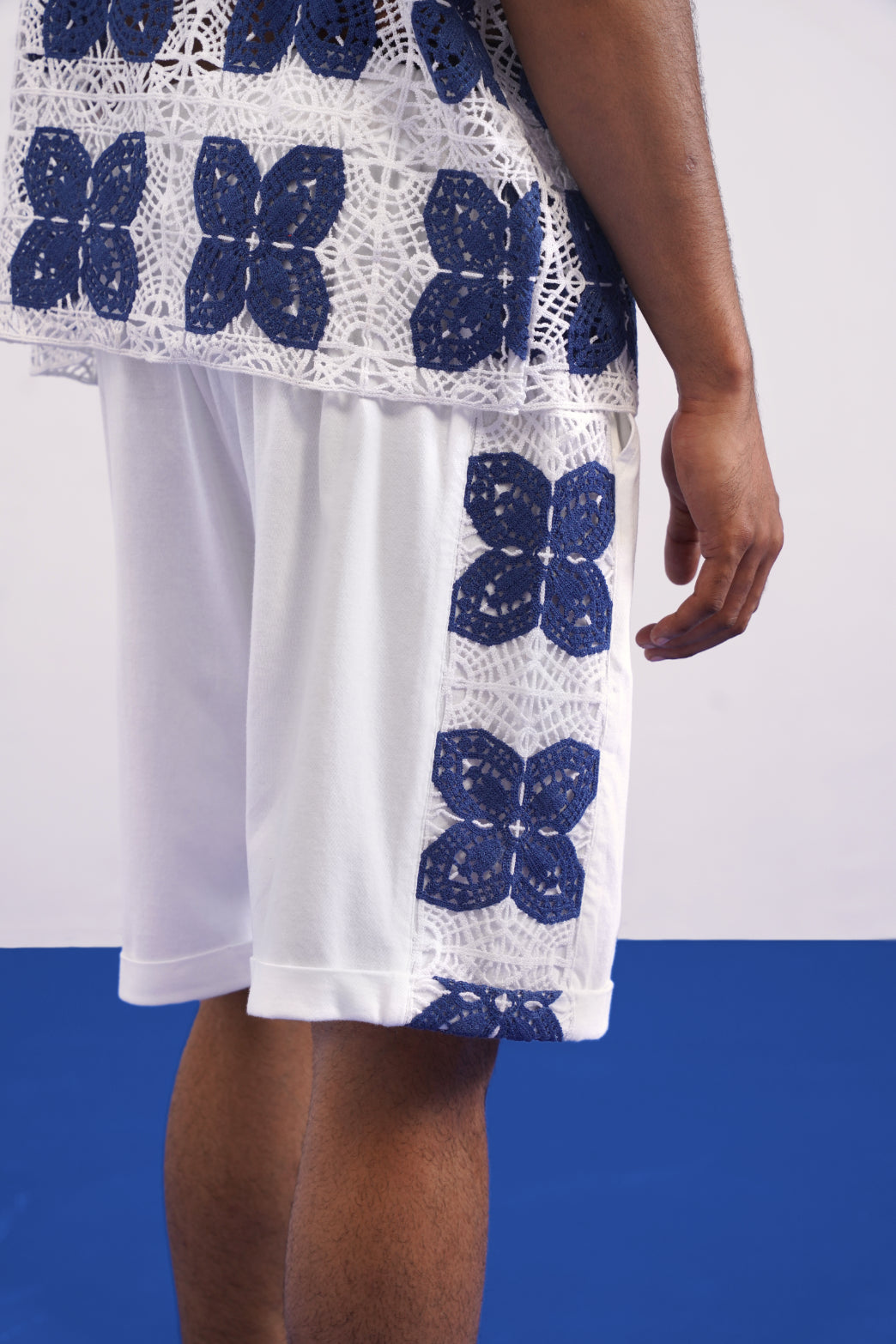 RIVIERA GUIPURE SHORTS - PORCELAIN NAVY