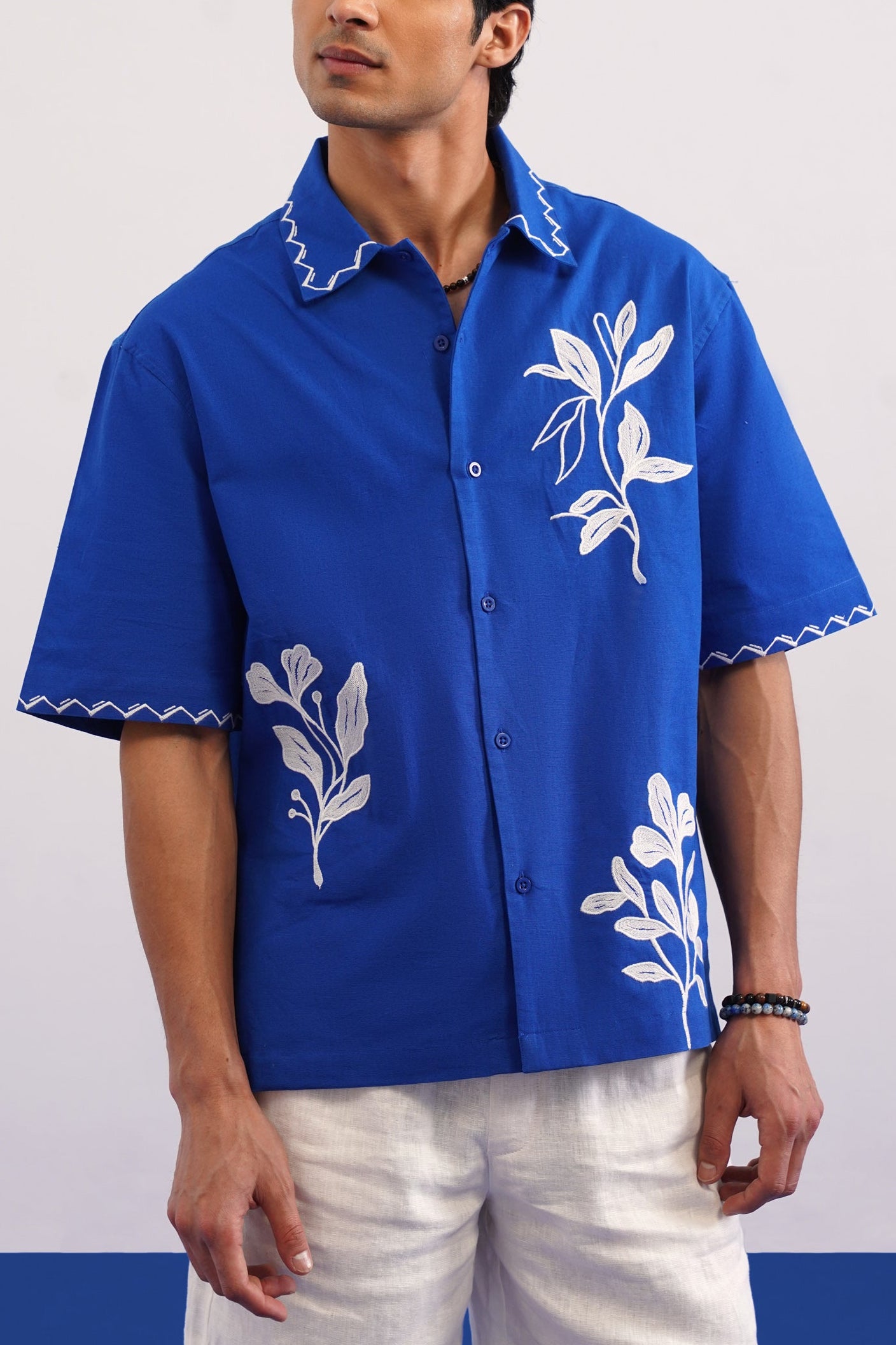 COVE VINE LINEN SHIRT - POLYNESIAN BLUE