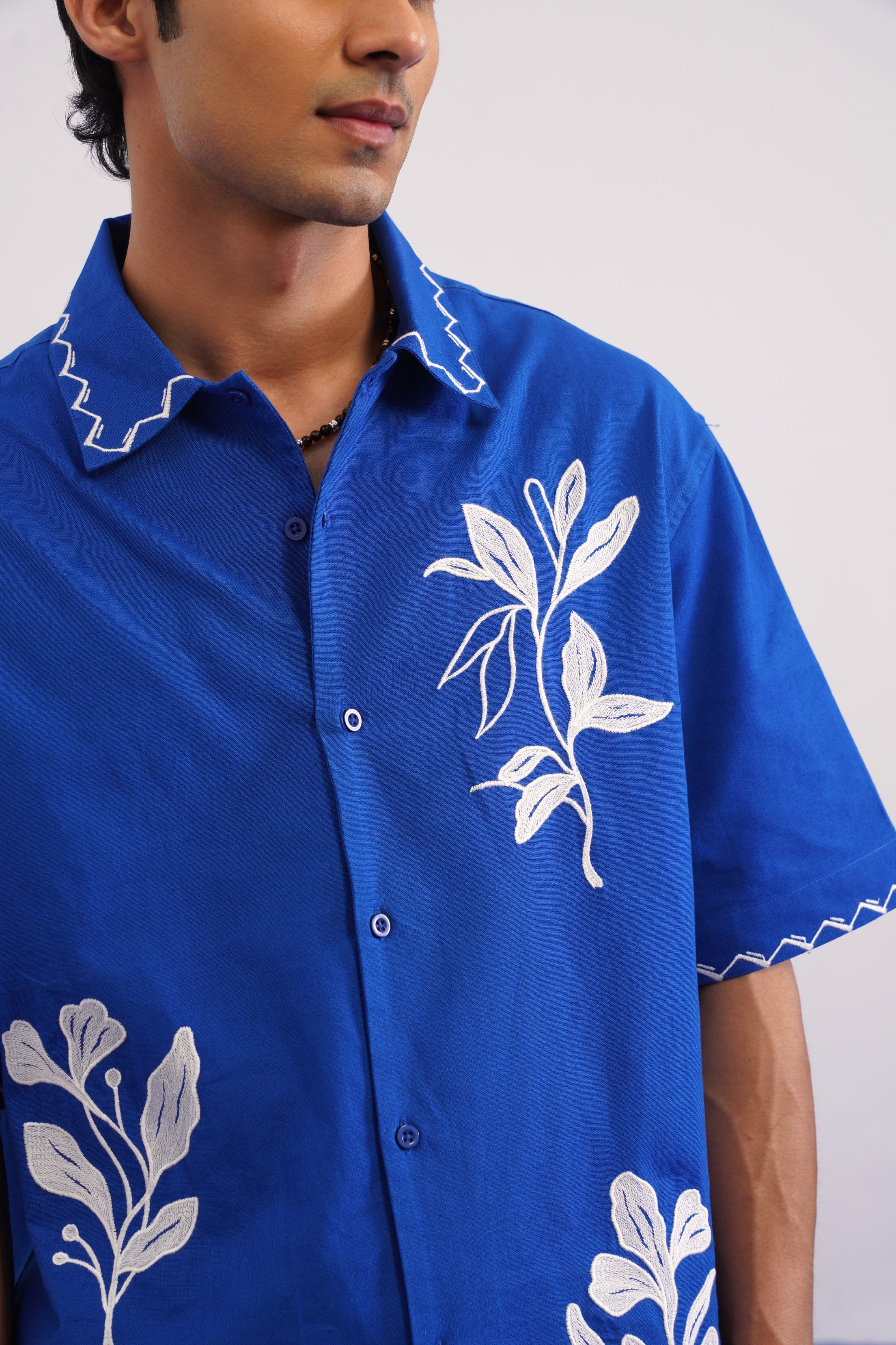 COVE VINE LINEN SHIRT - POLYNESIAN BLUE