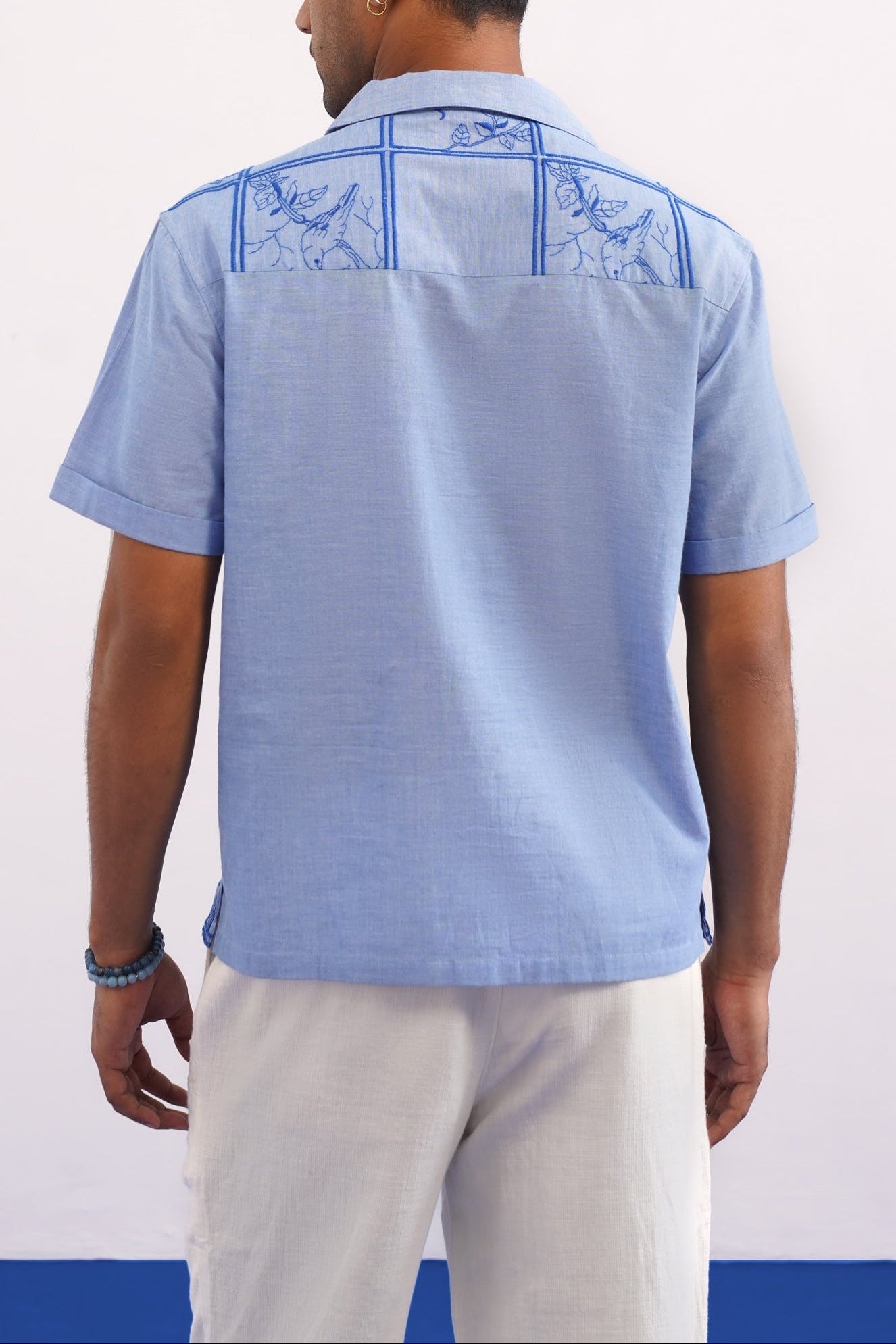 BLUEBIRD TILE CHAMBRAY SHIRT - CHAMBRAY BLUE/COBALT BLUE