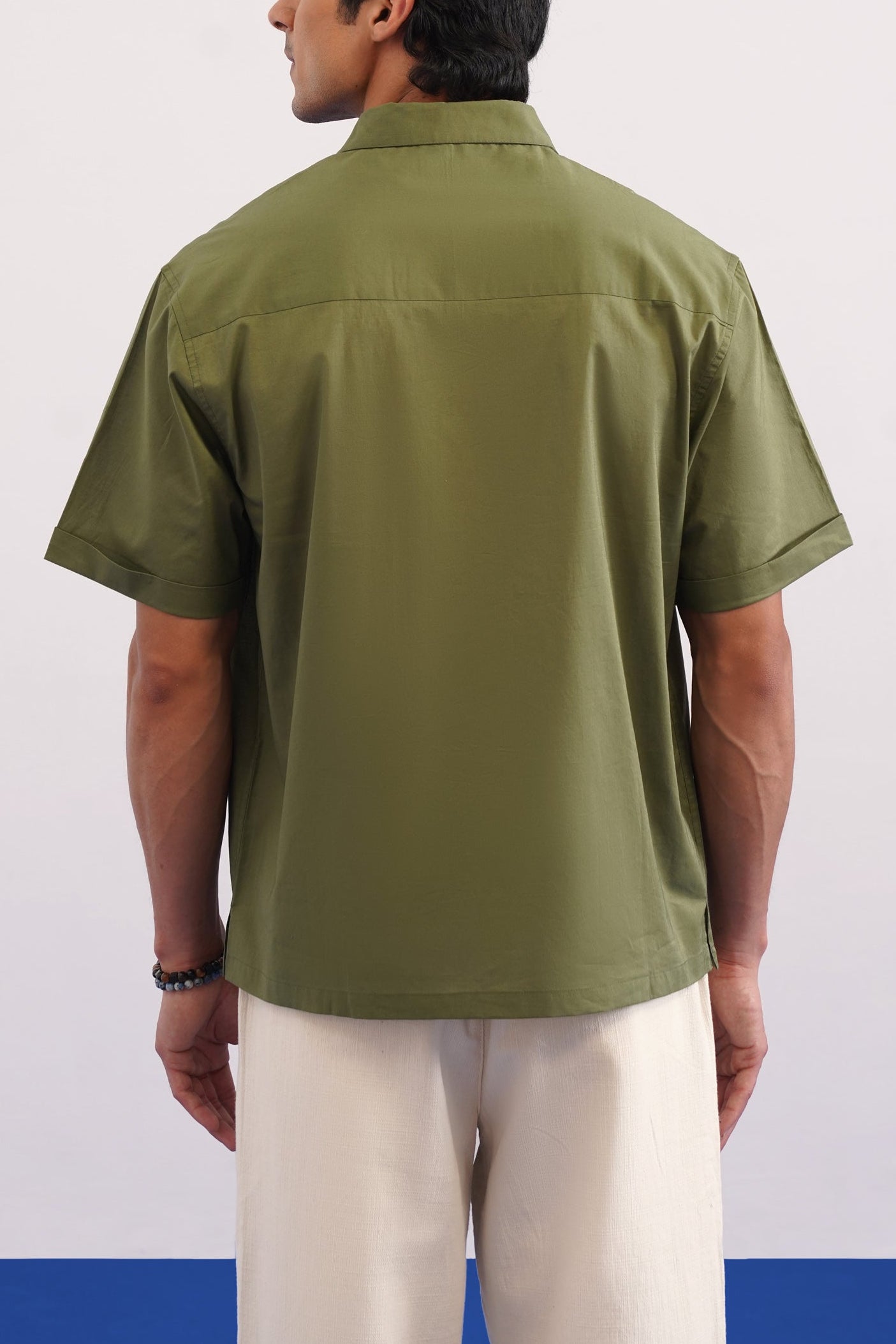 BOTANICAL TRAIL COTTON SHIRT - OLIVE GREEN