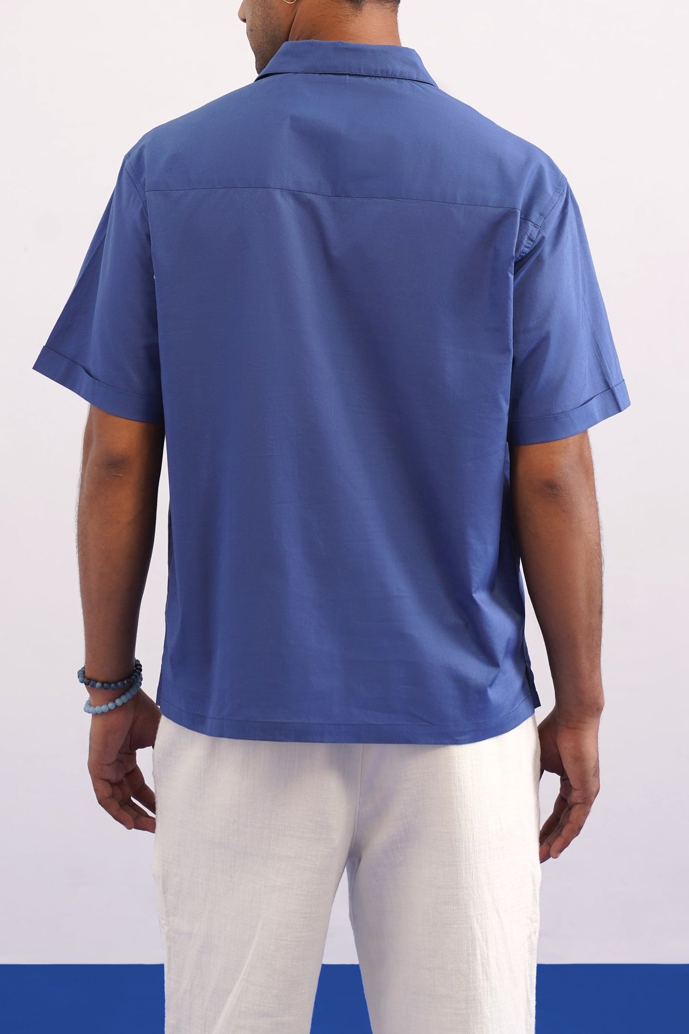 BOTANICAL TRAIL COTTON SHIRT - TIDAL BLUE