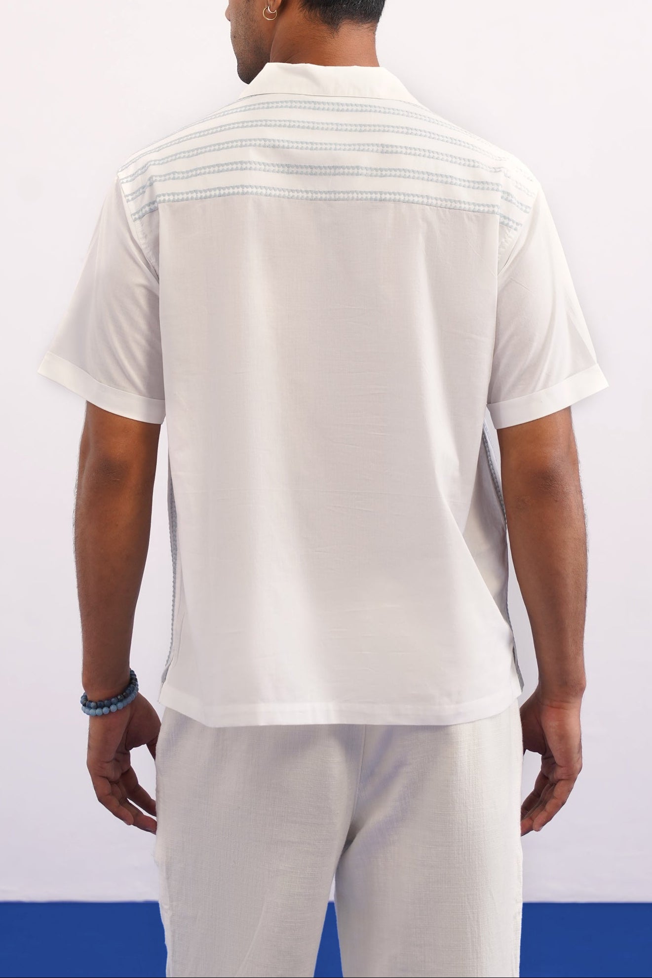 SKYTRAIL COTTON SHIRT - SALT/SKY BLUE