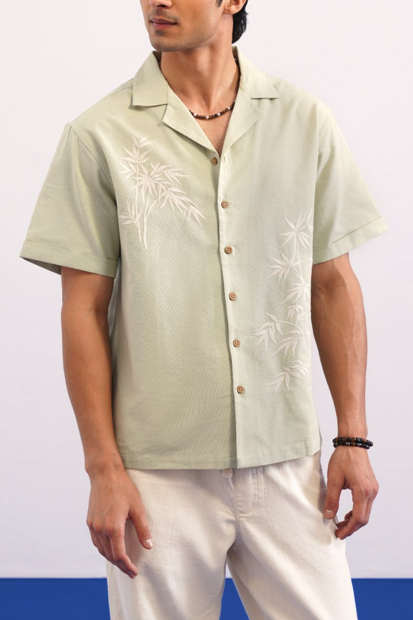 BAMBOO DRIFT COTTON LINEN SHIRT - SEA SAGE