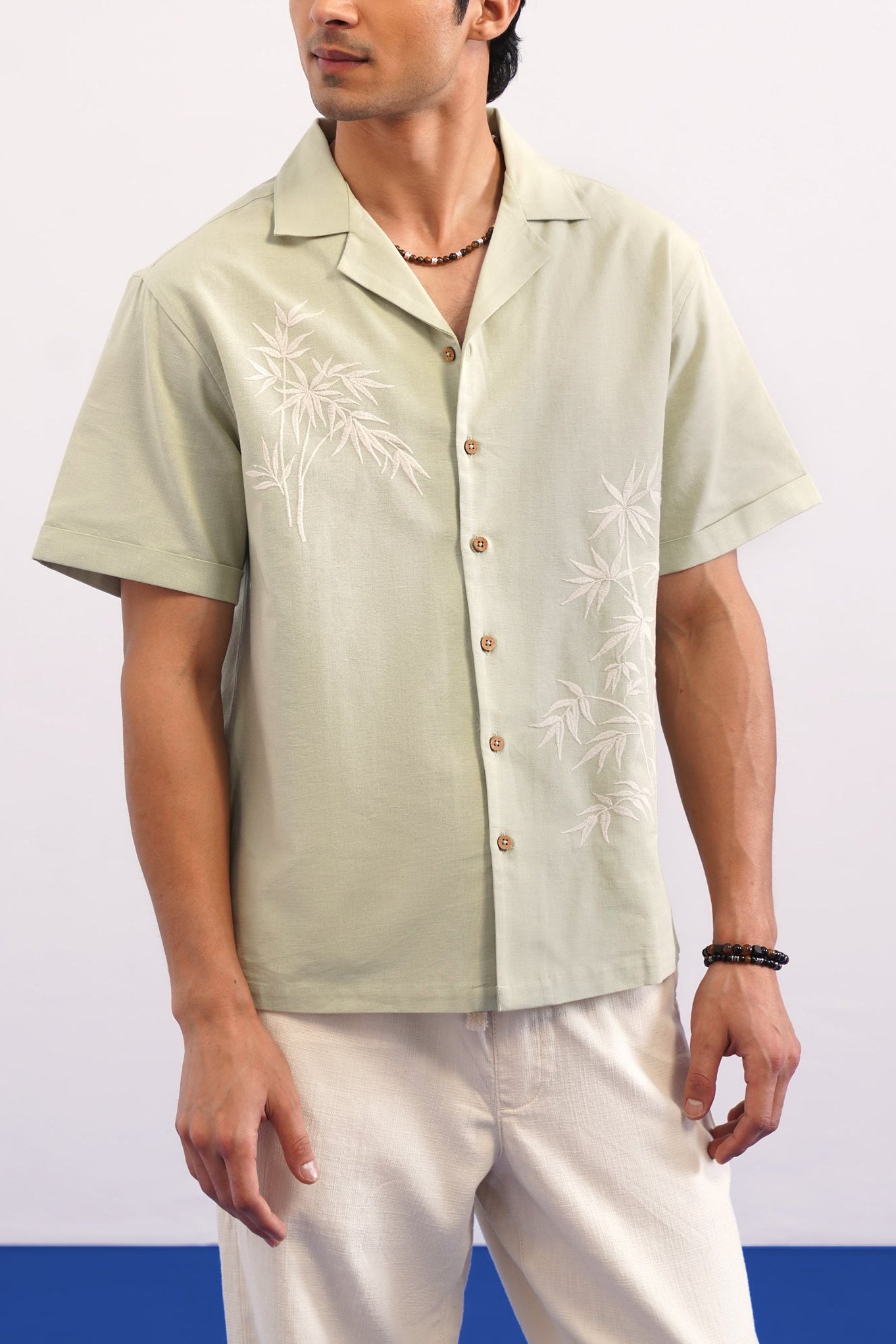 BAMBOO DRIFT COTTON LINEN SHIRT - SEA SAGE