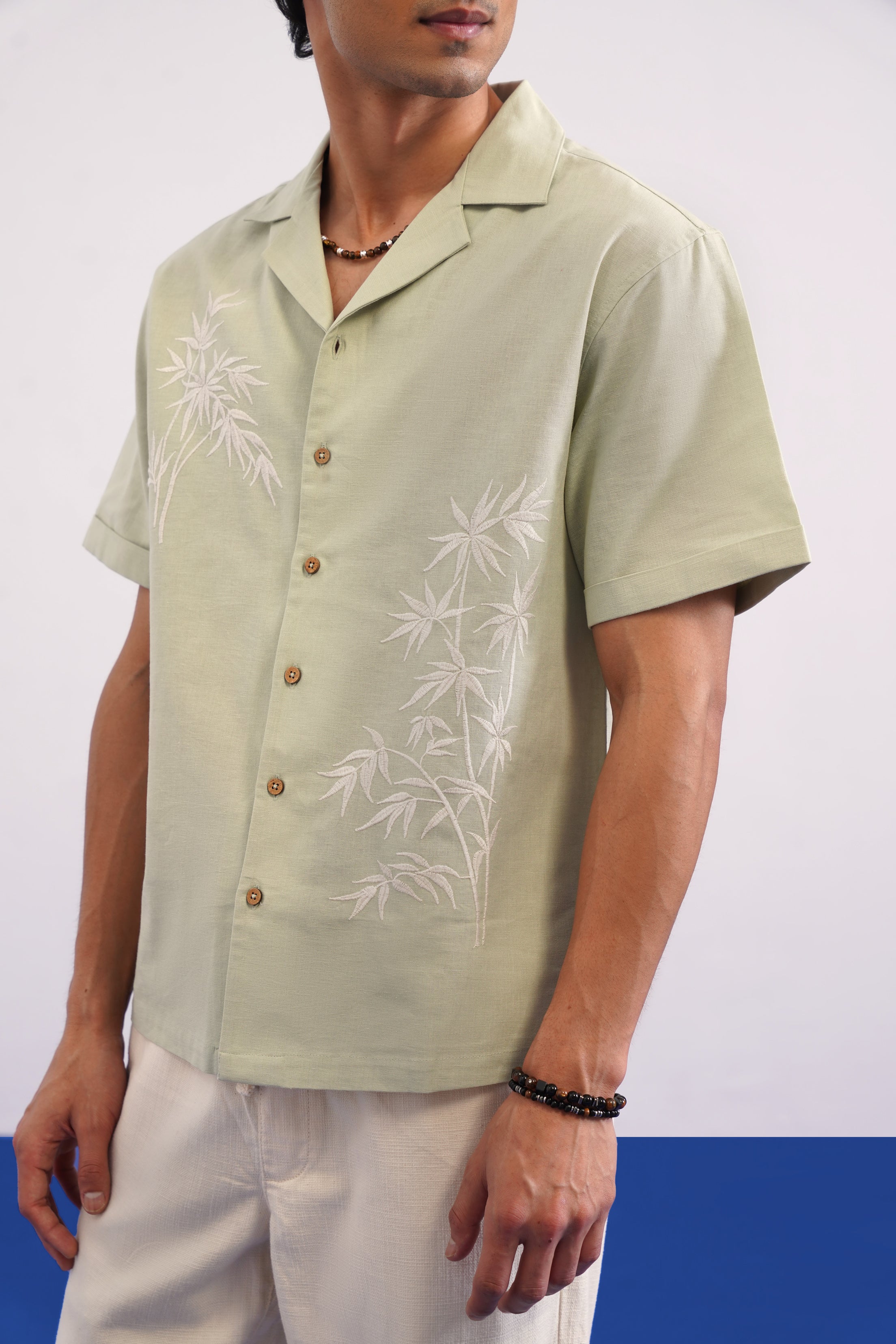 BAMBOO DRIFT COTTON LINEN SHIRT - SEA SAGE