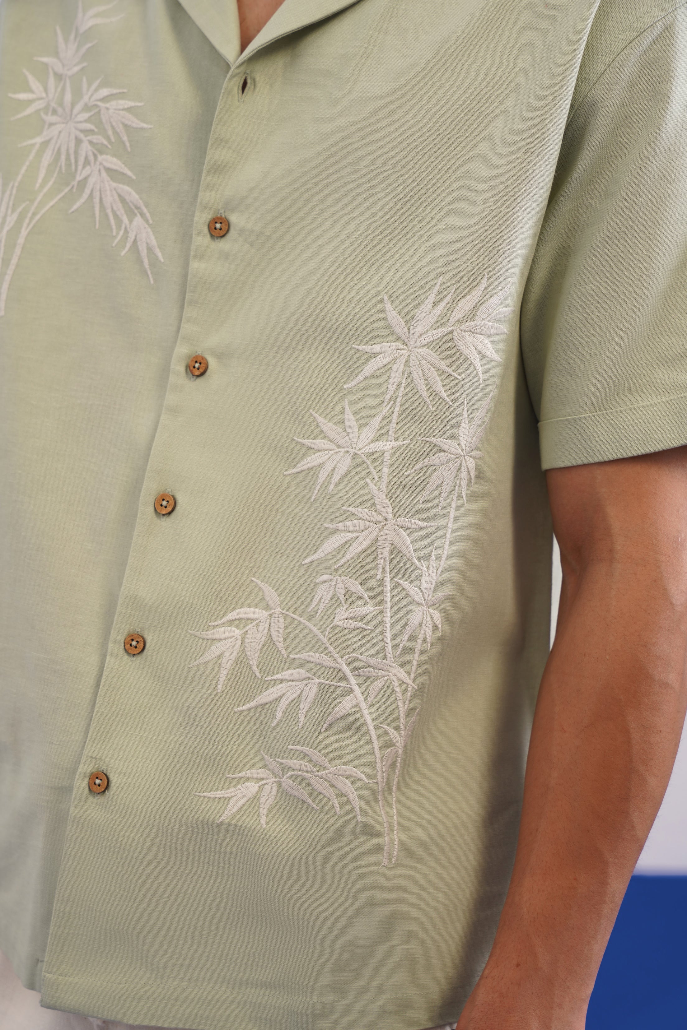 BAMBOO DRIFT COTTON LINEN SHIRT - SEA SAGE