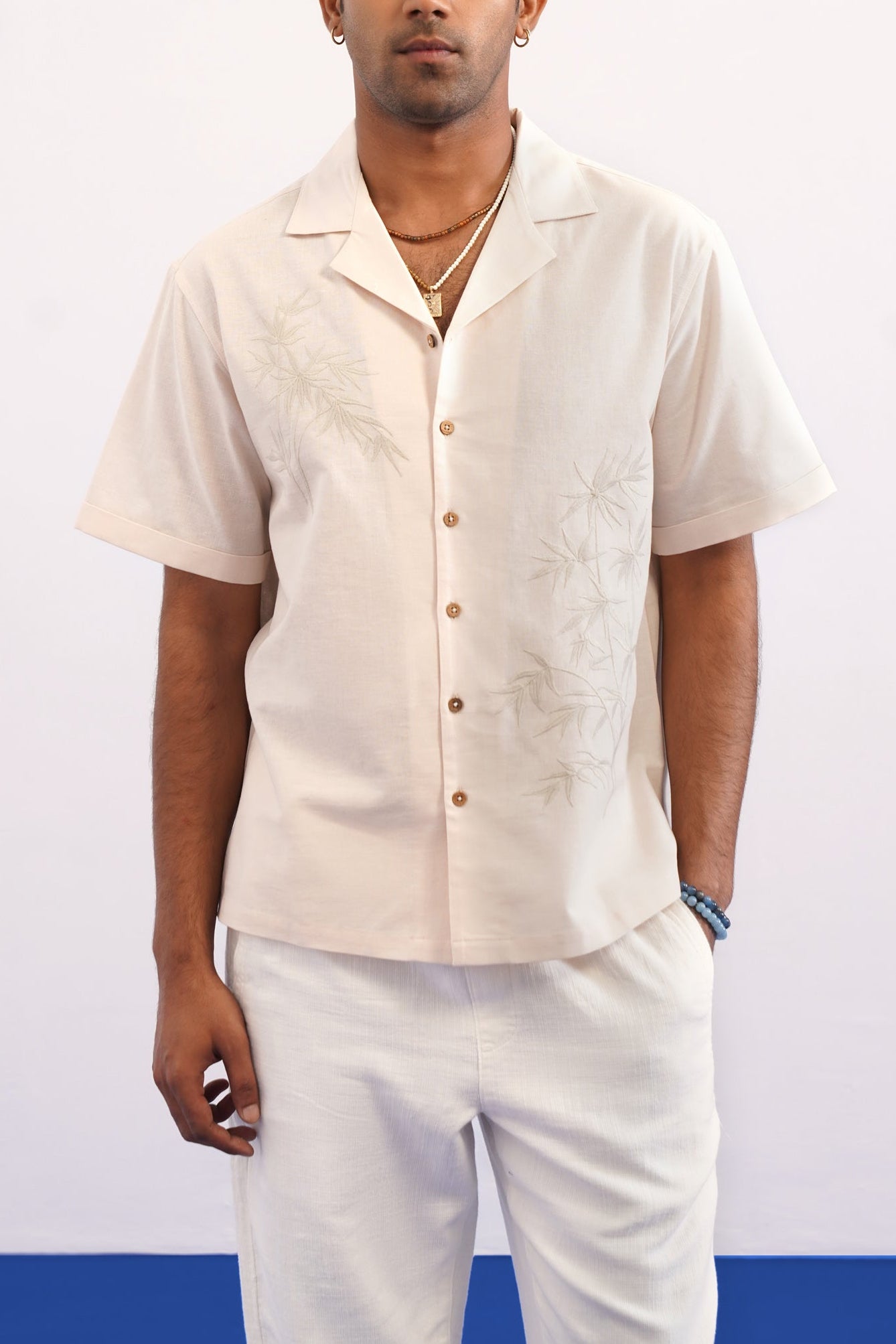 BAMBOO DRIFT COTTON LINEN SHIRT - ECRU SAND