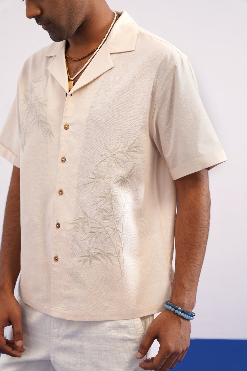 BAMBOO DRIFT COTTON LINEN SHIRT - ECRU SAND