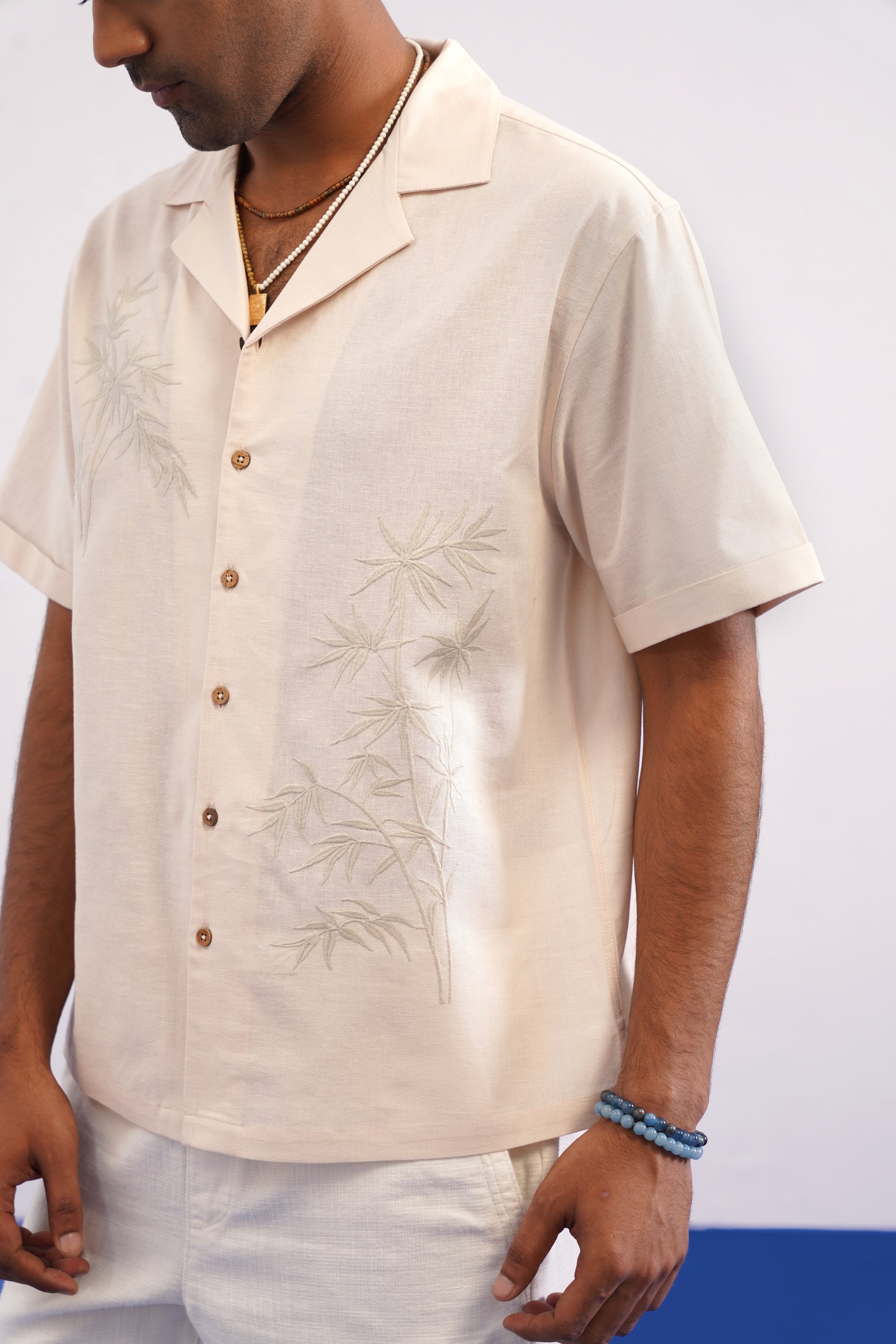 BAMBOO DRIFT COTTON LINEN SHIRT - ECRU SAND