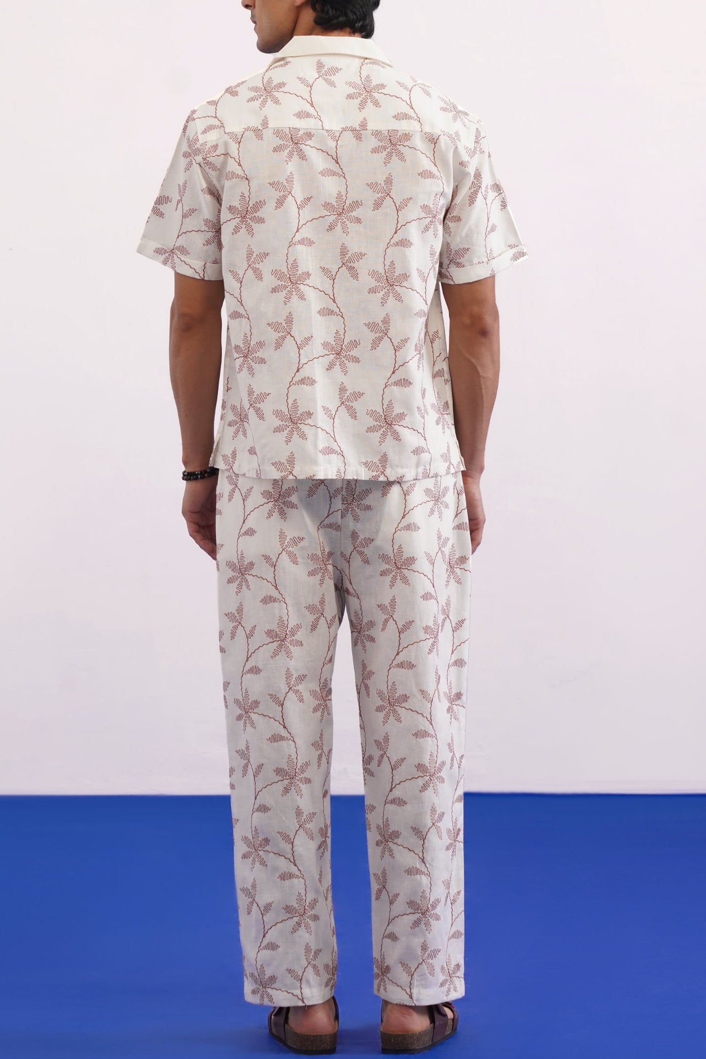CORAL VINE COTTON LINEN PJ CO-ORD SET - SALT RED