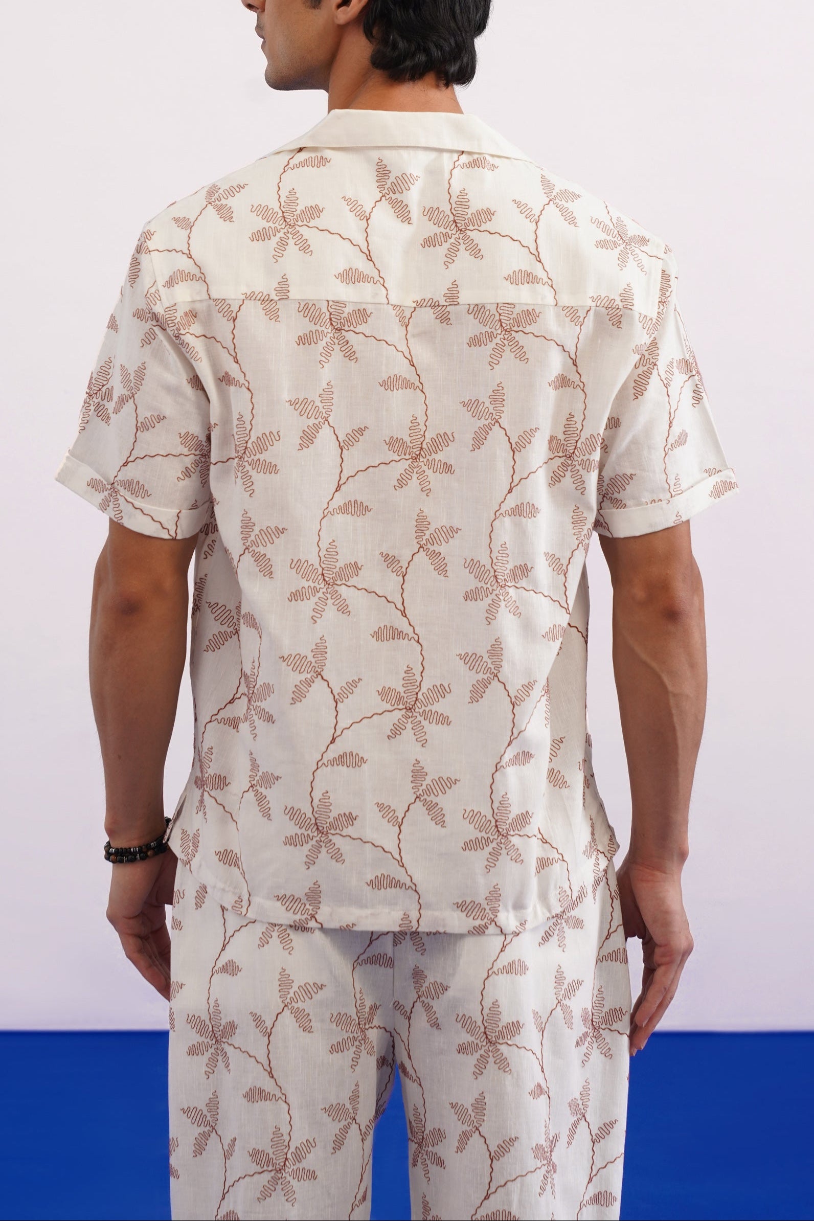 CORAL VINE COTTON LINEN PJ CO-ORD SET - SALT RED