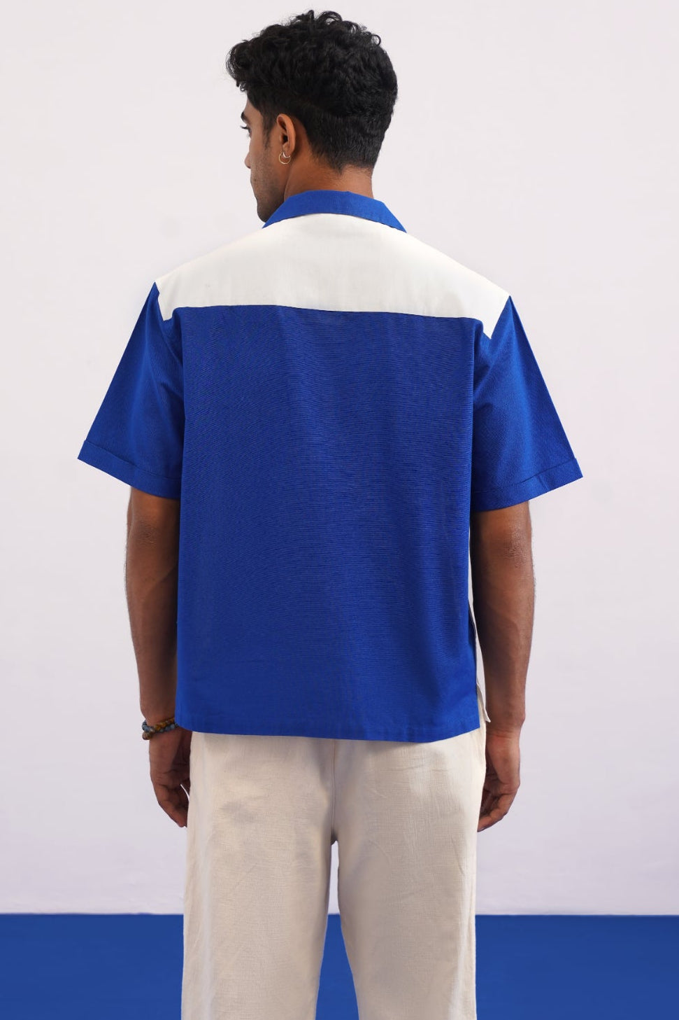 PORTSIDE GUIPURE PATCH SHIRT - SALT/POLYNESIAN BLUE