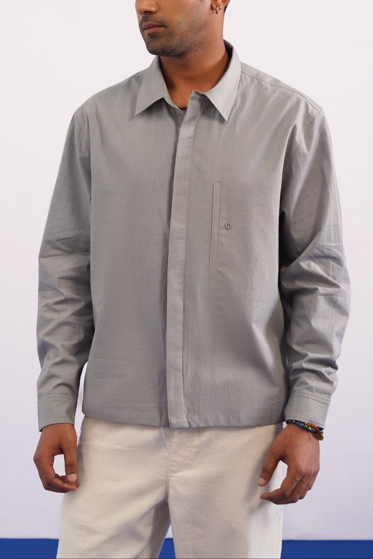 LOVE IS A KRAB COTTON TEXTURED SHIRT - ULTIMATE GRAY