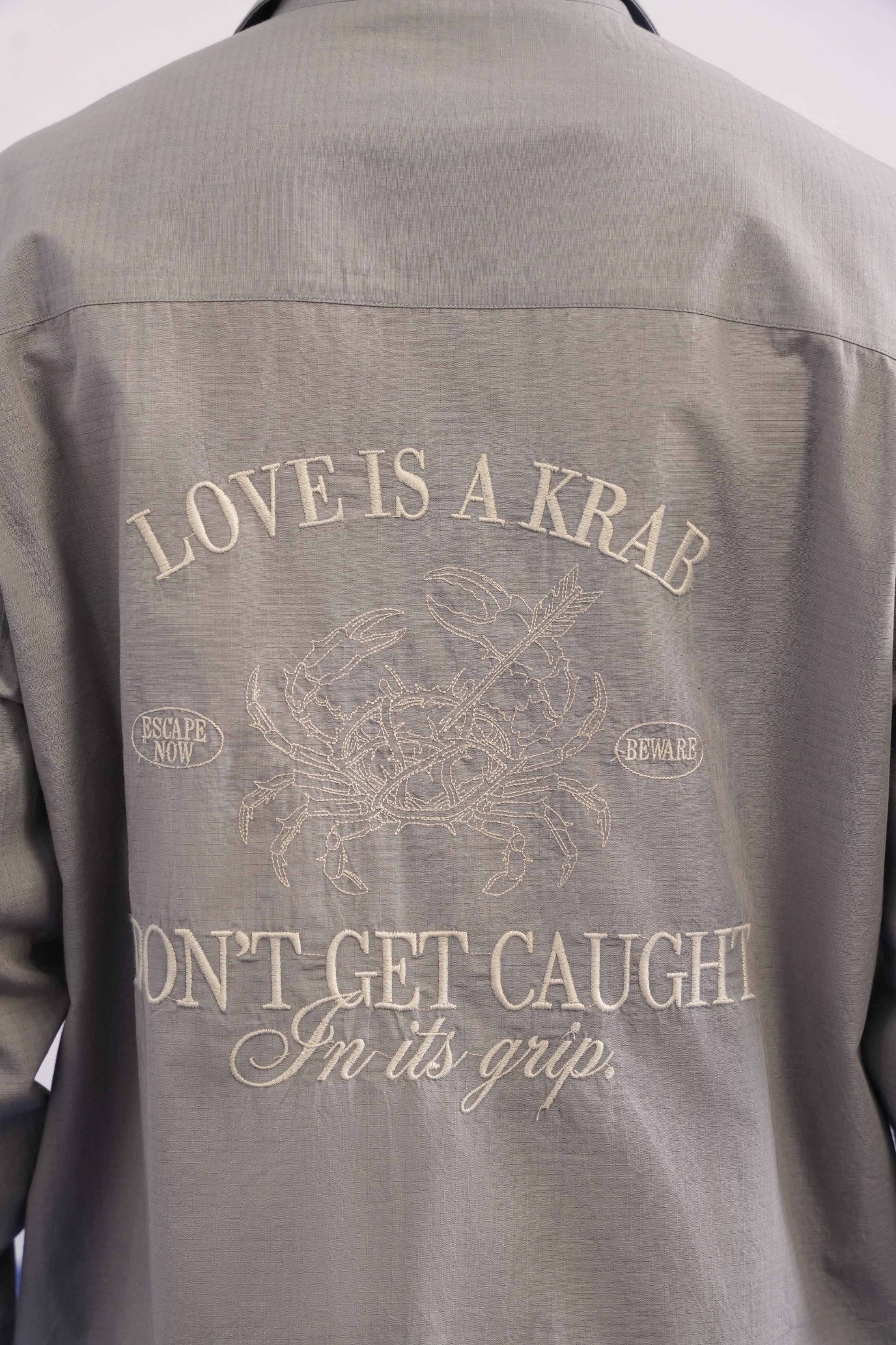 LOVE IS A KRAB COTTON TEXTURED SHIRT - ULTIMATE GRAY