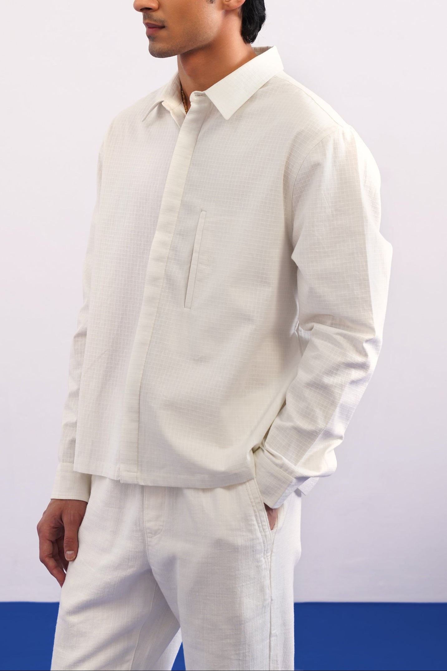 LOVE IS A KRAB COTTON TEXTURED SHIRT - BLANC DE BLANC