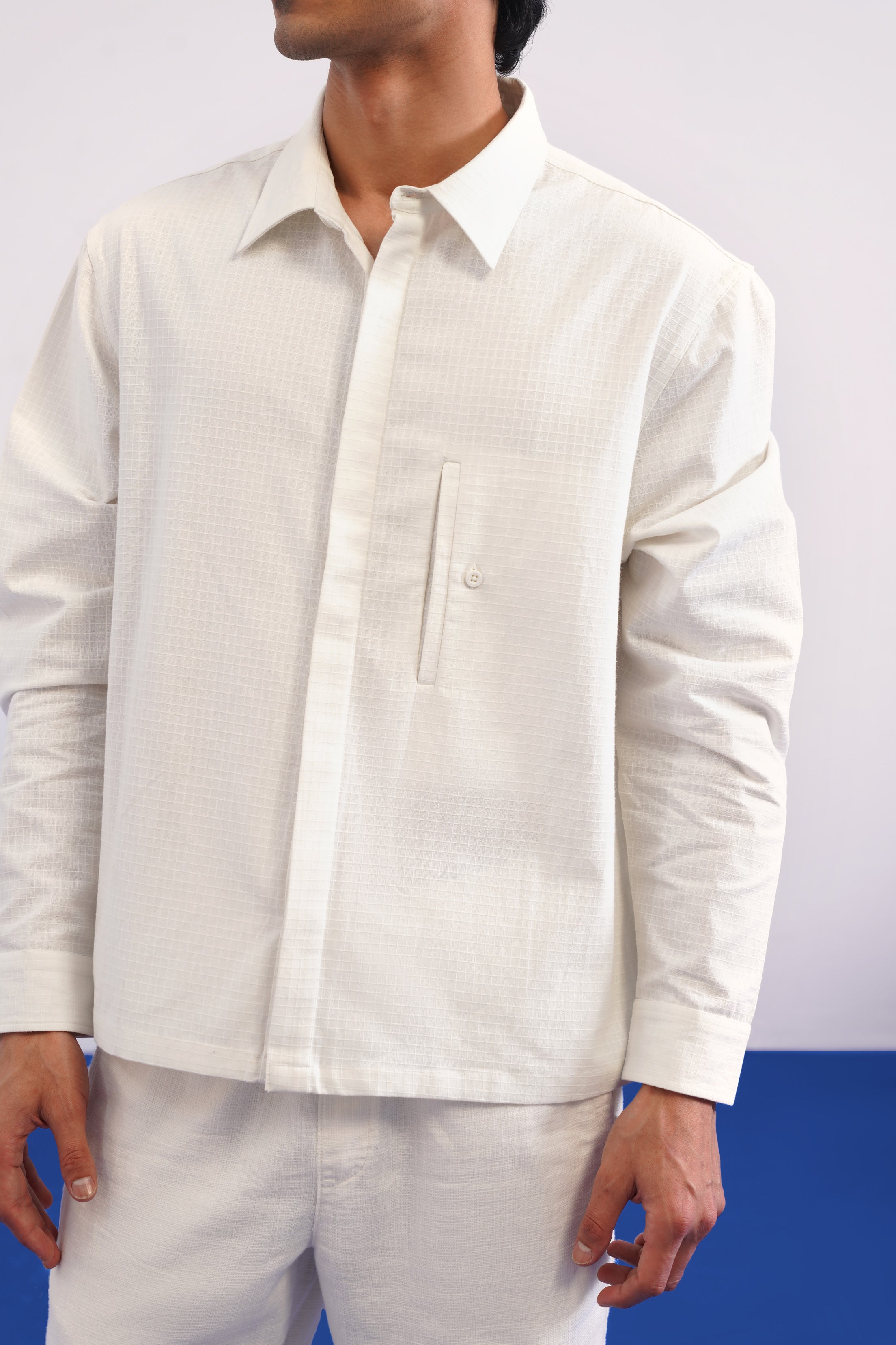 LOVE IS A KRAB COTTON TEXTURED SHIRT - BLANC DE BLANC
