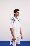 KRAB CREST GUIPURE COTTON KNIT CO-ORD SET - COBALT PEARL