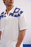 KRAB CREST GUIPURE COTTON KNIT CO-ORD SET - COBALT PEARL
