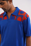 KRAB CREST GUIPURE COTTON KNIT CO-ORD SET - COBALT EMBER