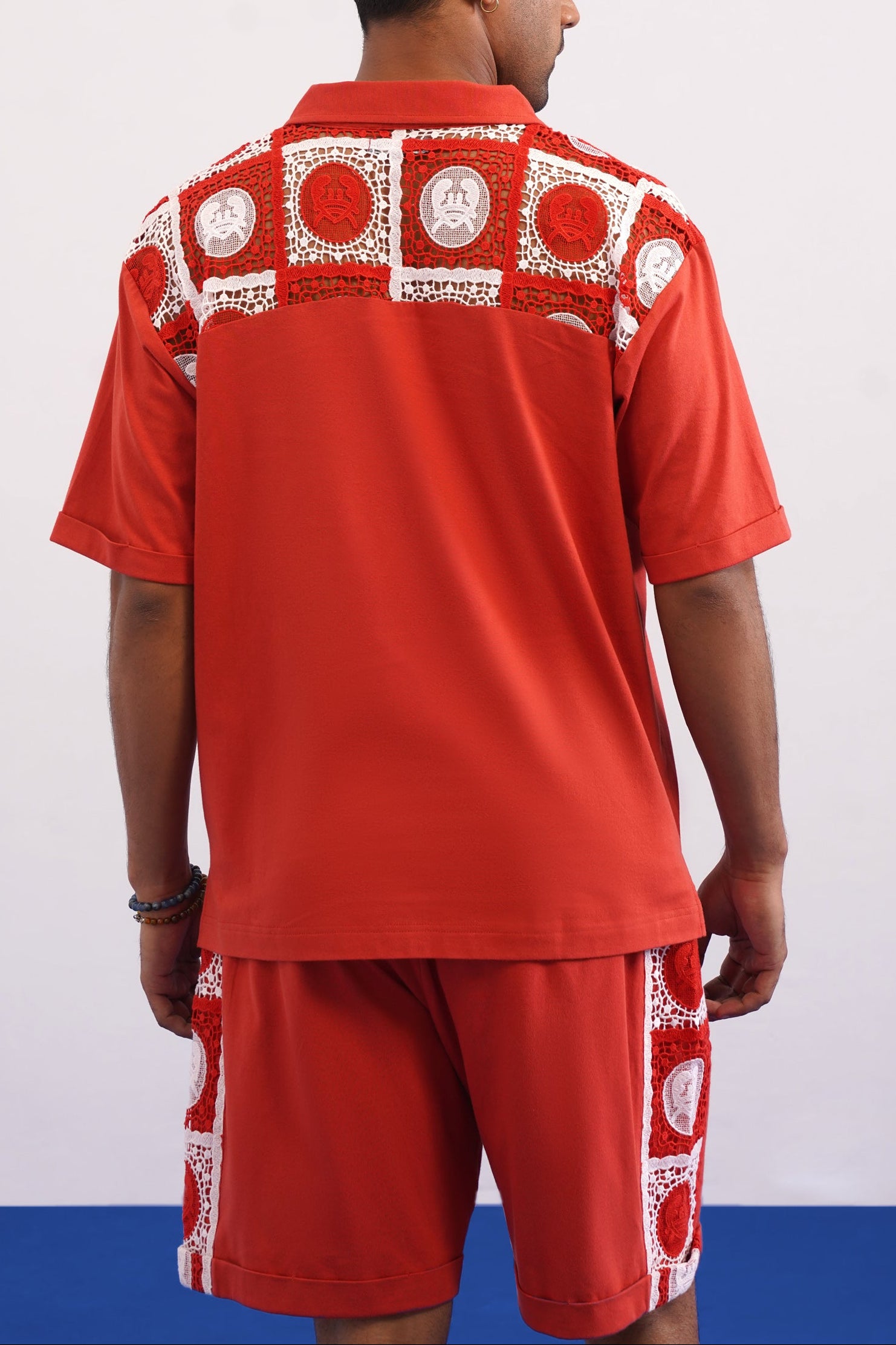 KRAB CREST GUIPURE COTTON KNIT T-SHIRT - EMBER PEARL