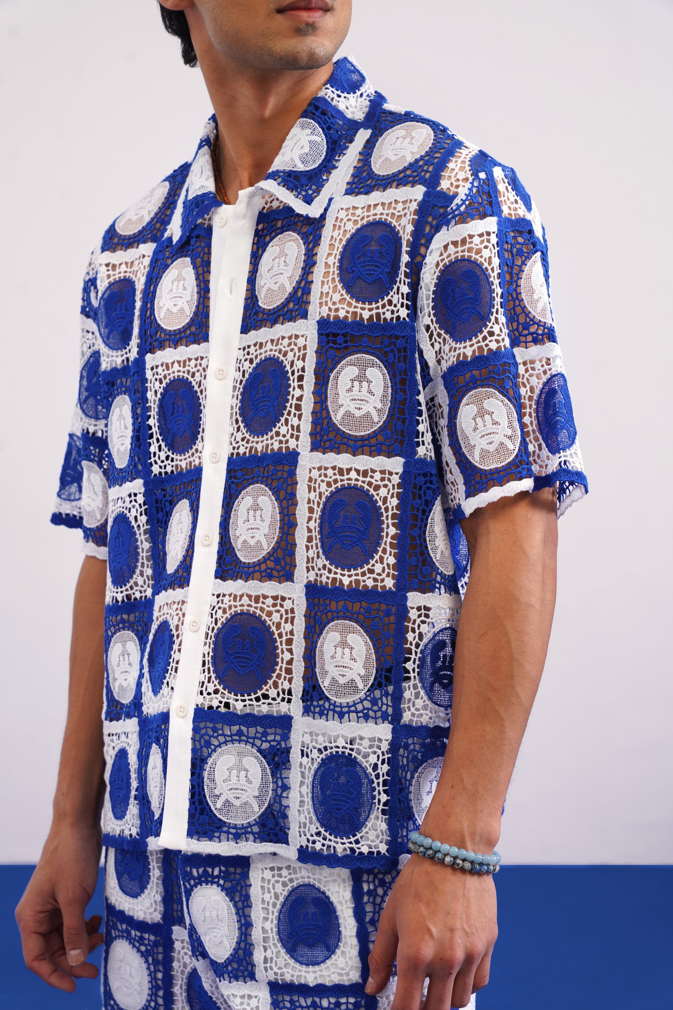KRAB CREST GUIPURE SHIRT - CABANA BLUE