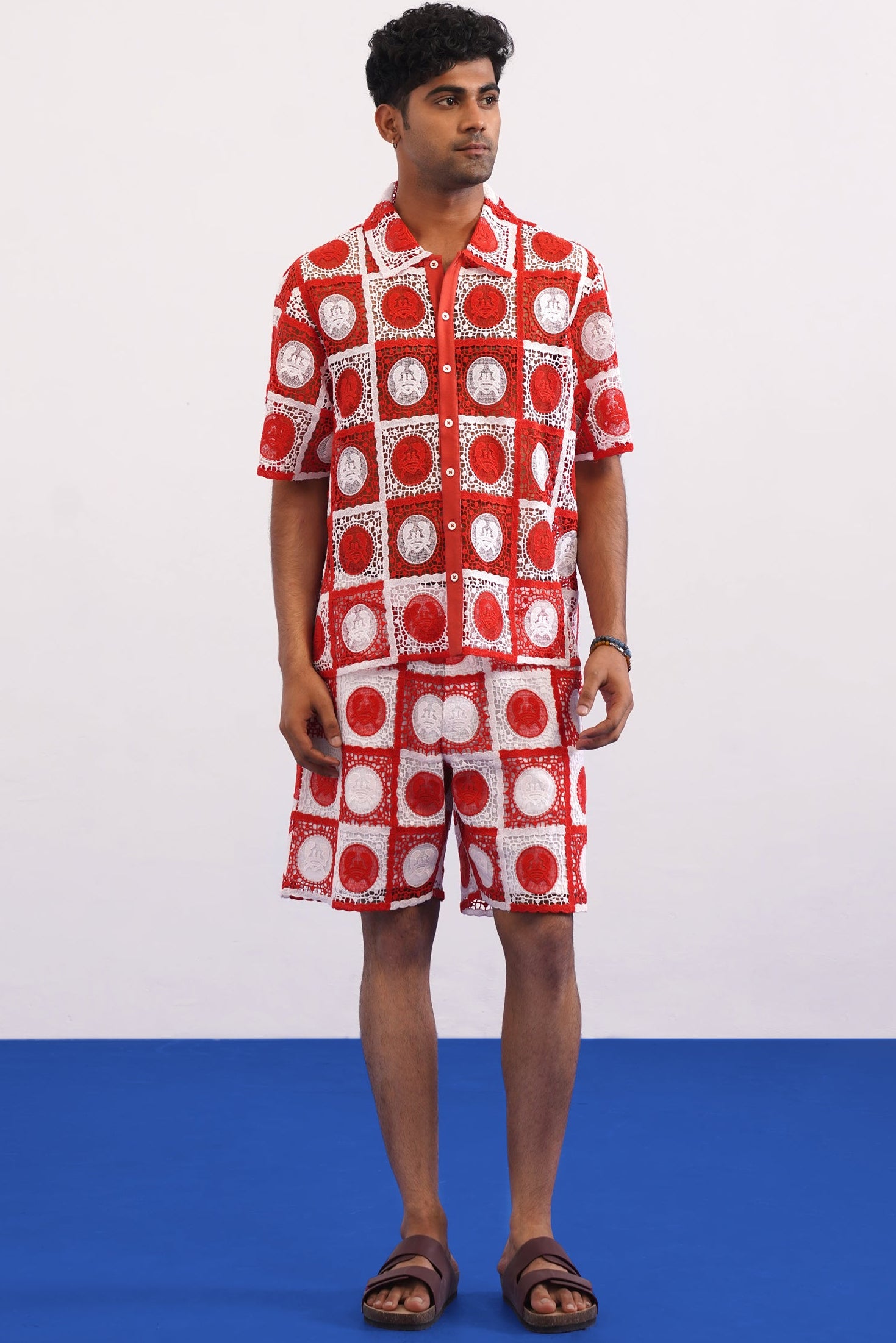 KRAB CREST GUIPURE CO-ORD SET - CORAL CREST
