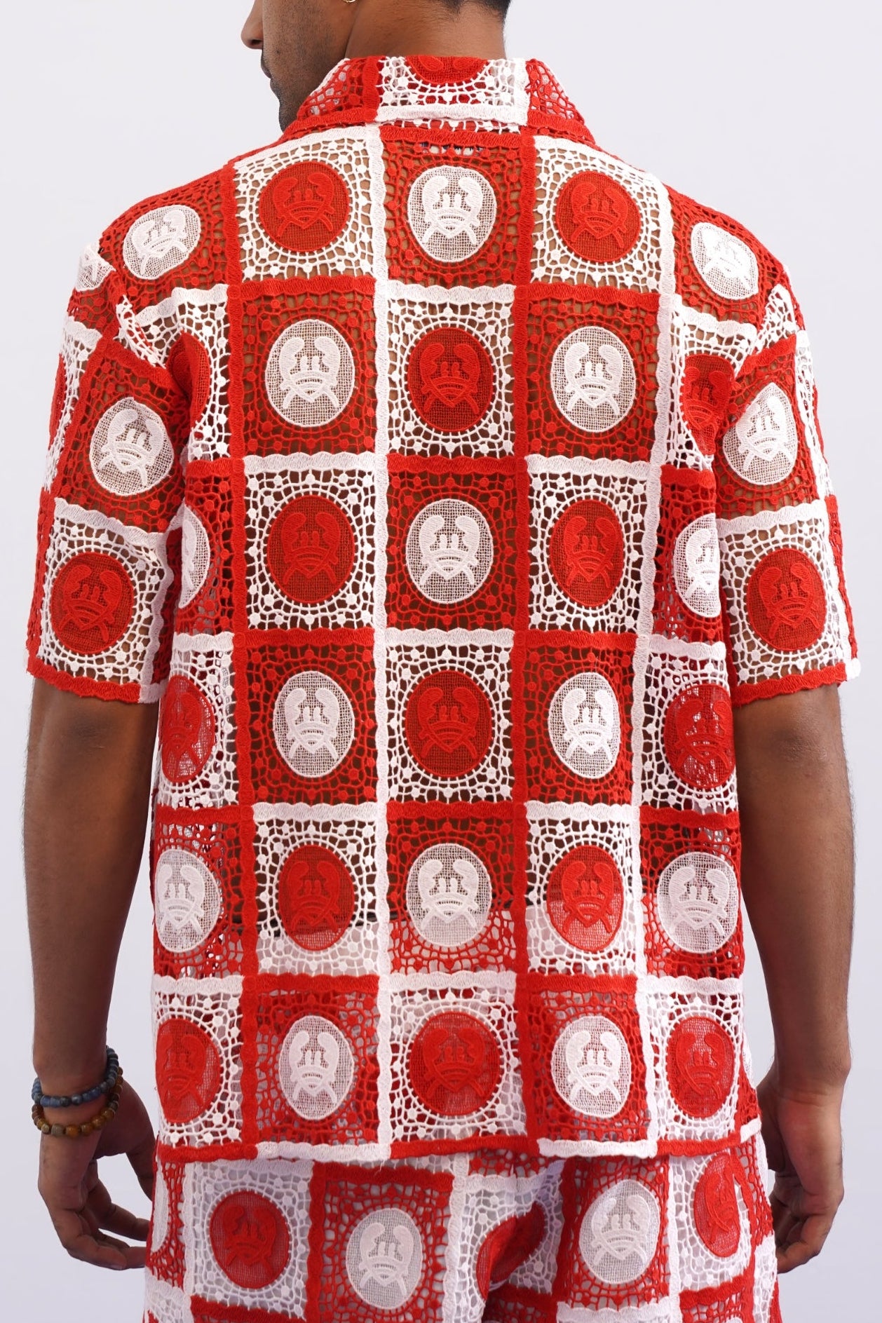 KRAB CREST GUIPURE SHIRT - CORAL CREST