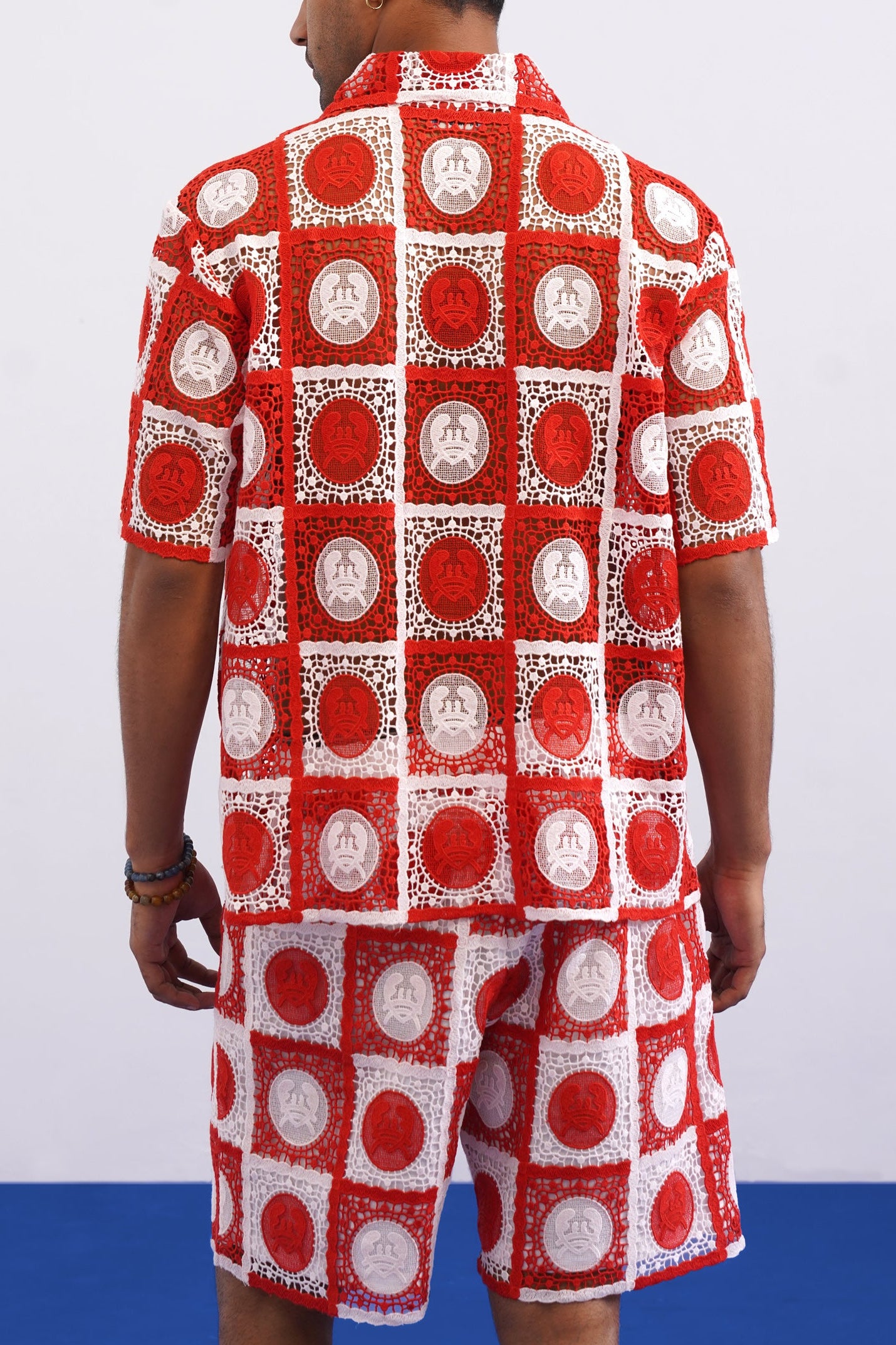KRAB CREST GUIPURE SHIRT - CORAL CREST