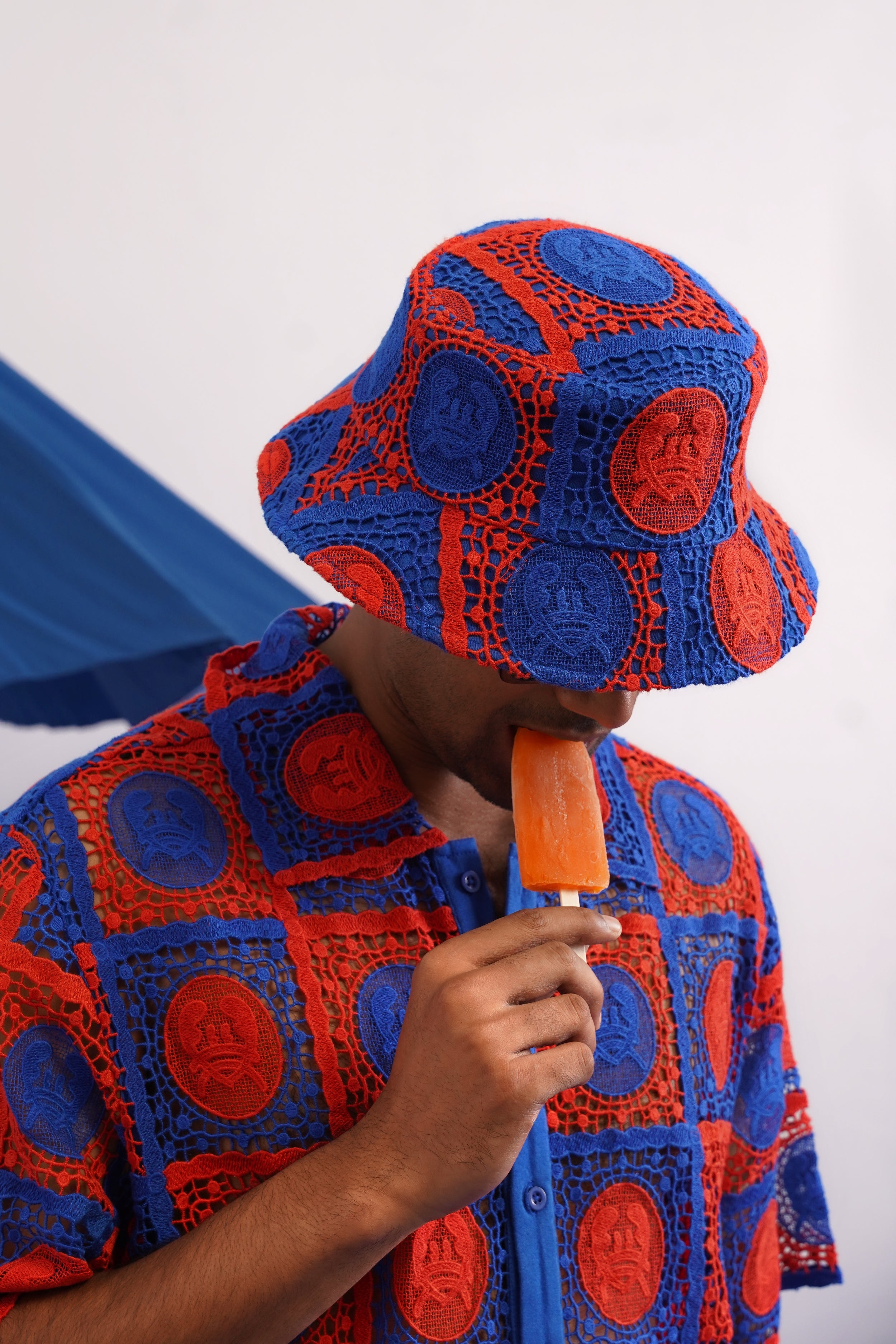 KRABANA GUIPURE BUCKET HAT - COBALT EMBER