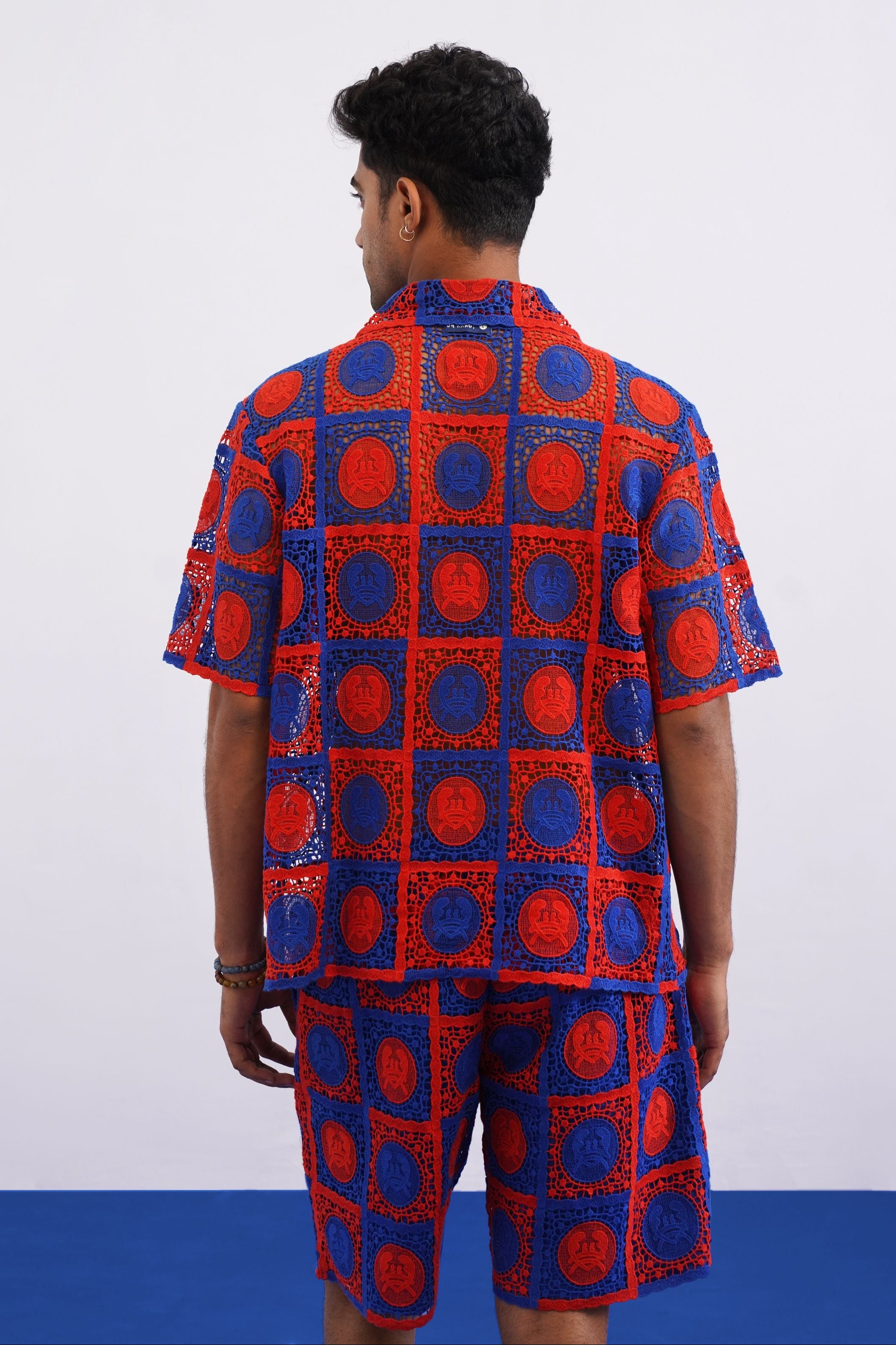 KRAB CREST GUIPURE CO-ORD SET - COBALT EMBER
