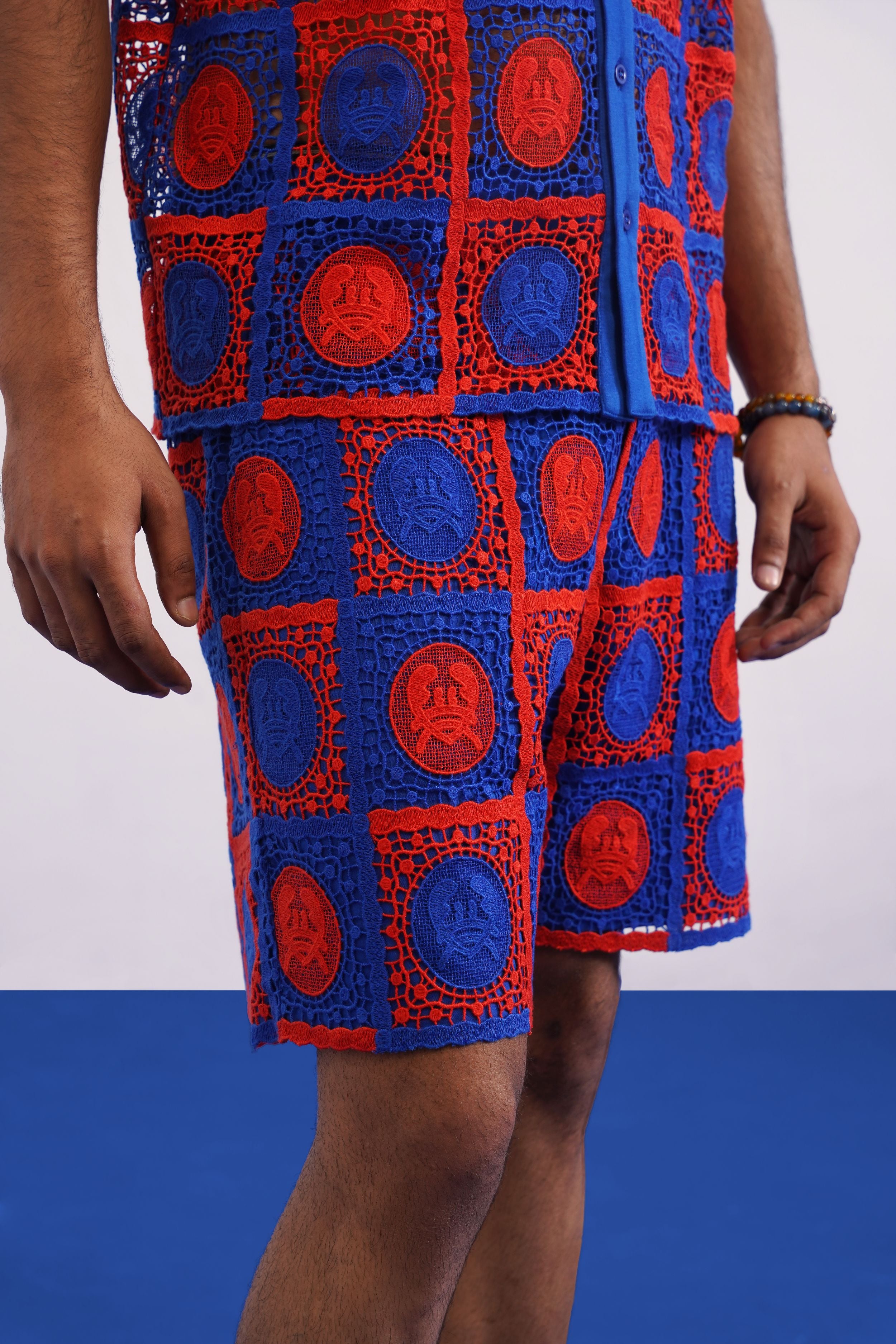 KRAB CREST GUIPURE CO-ORD SET - COBALT EMBER