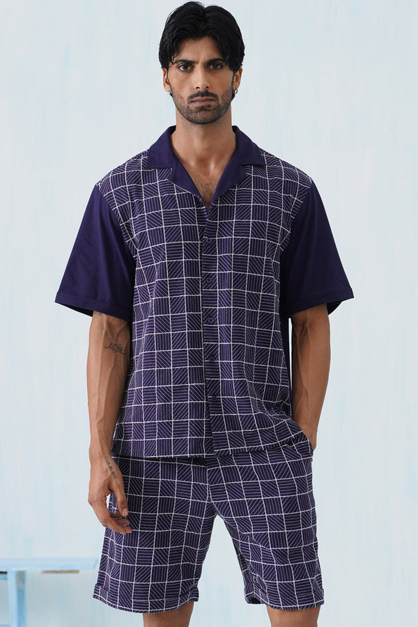 Cross Current Cotton Knit Co-ord Set (Dark Indigo)