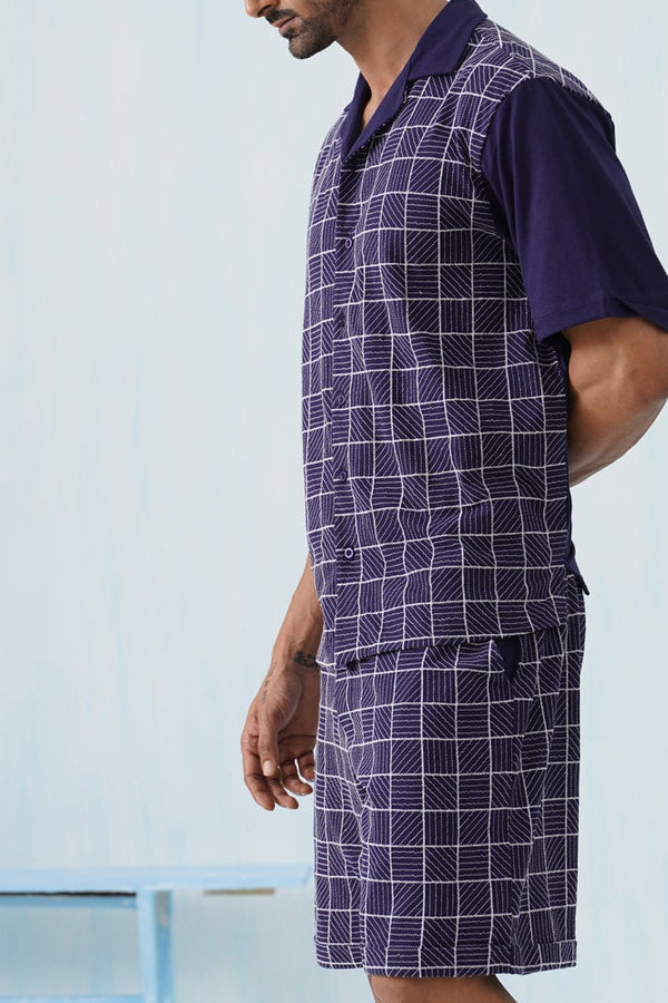 Cross Current Cotton Knit Co-ord Set (Dark Indigo)