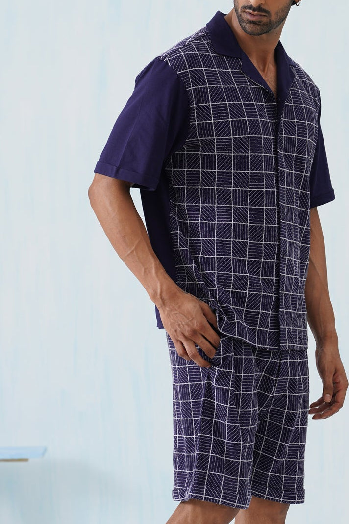 Cross Current Cotton Knit Co-ord Set (Dark Indigo)