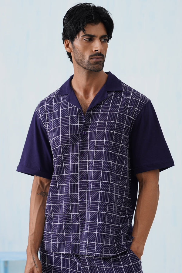 Cross Current Cotton Knit Shirt (Dark Indigo)