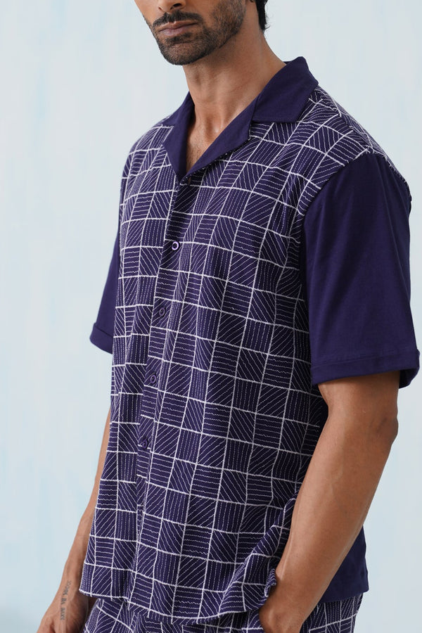 Cross Current Cotton Knit Shirt (Dark Indigo)