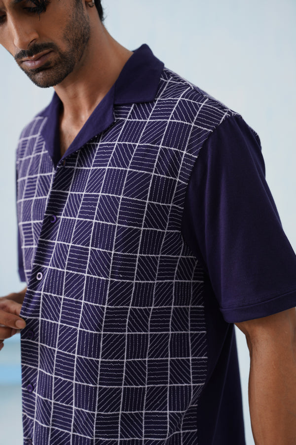 Cross Current Cotton Knit Shirt (Dark Indigo)