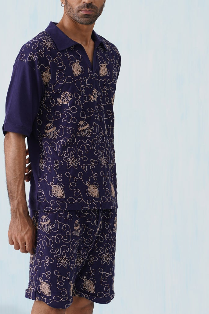 Reef Rider Cotton Knit Co-ord Set (Midnight Black)