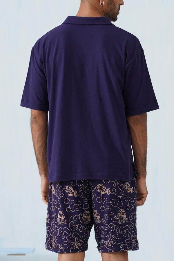 Reef Rider Cotton Knit Co-ord Set (Dark Indigo)