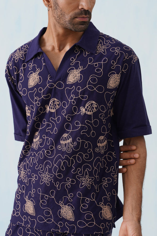 Reef Rider Cotton Knit T-Shirt (Midnight Black)